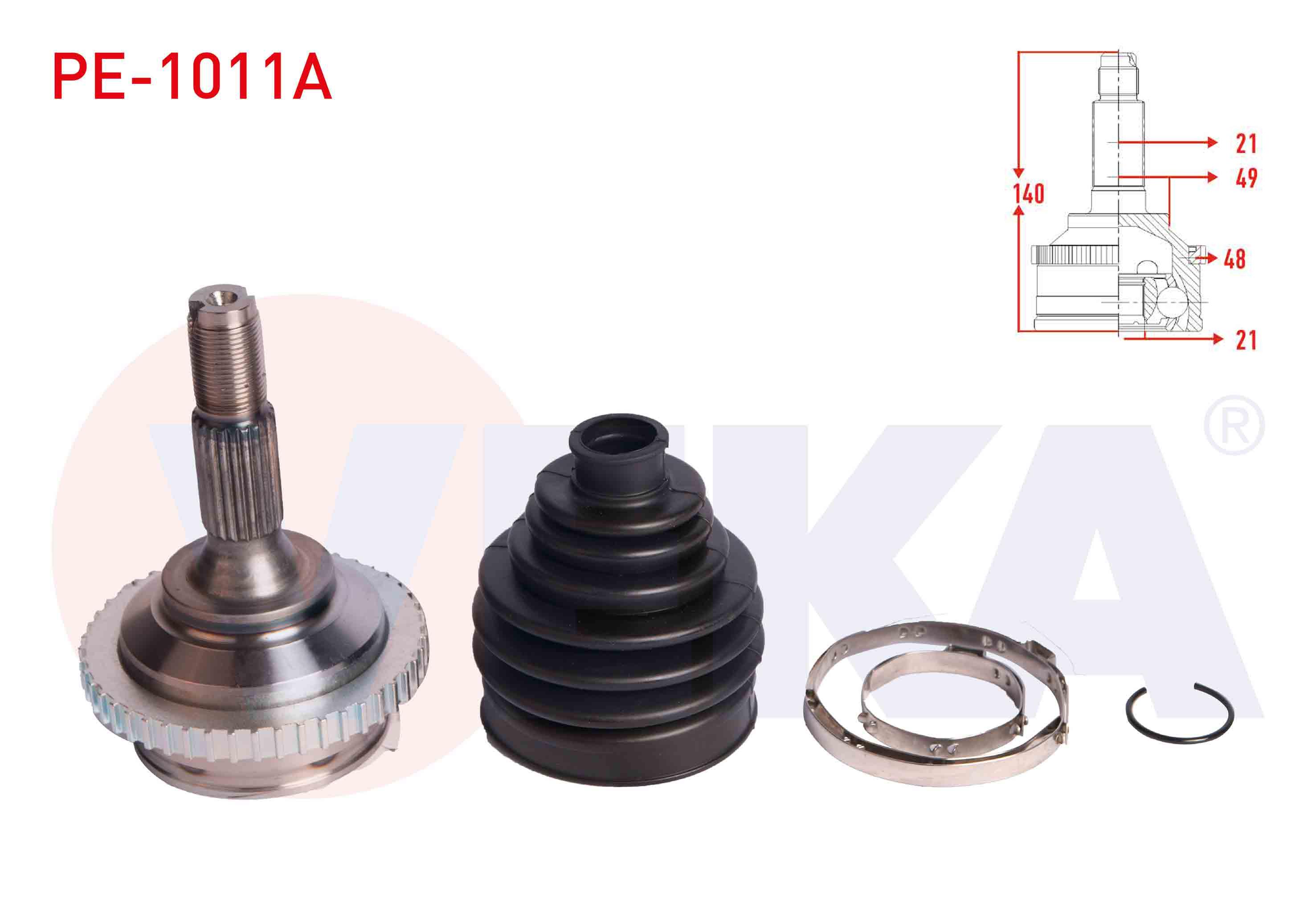 AKS KAFASI SOL-SAG ON DIS PEUGEOT 206+ 1.4 HDI ABSLI 48 DIS 21X21X49 UZUNLUK 140 mm 2009-