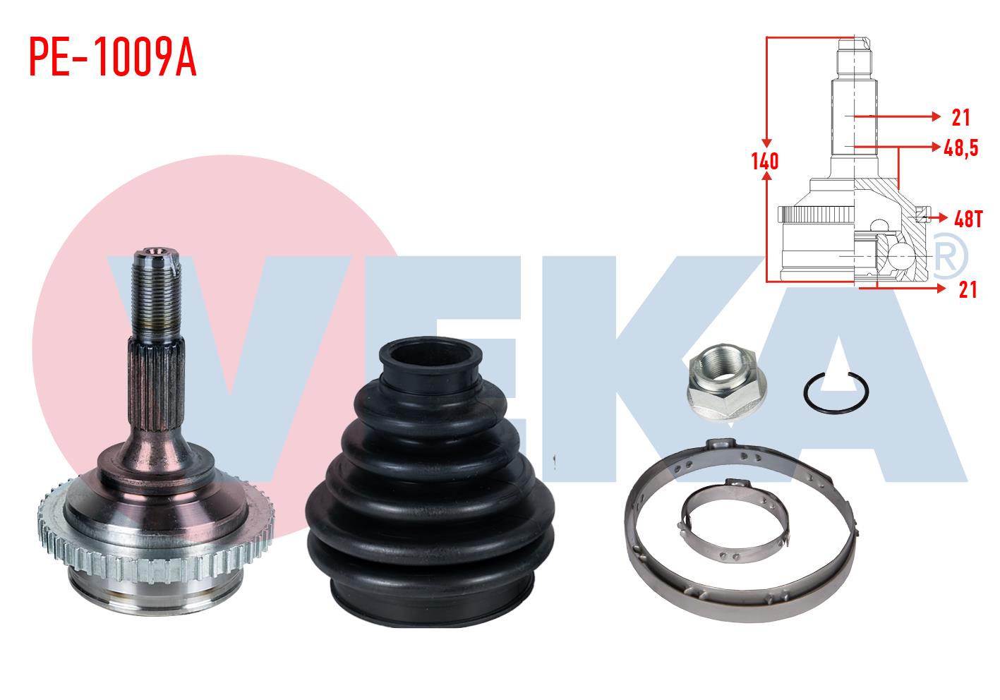 AKS KAFASI SOL-SAG ON DIS PEUGEOT 206 (2A/C) 1.4i ABSLI 48 DIS 21X21X48,5 UZUNLUK 140mm 1998-2006