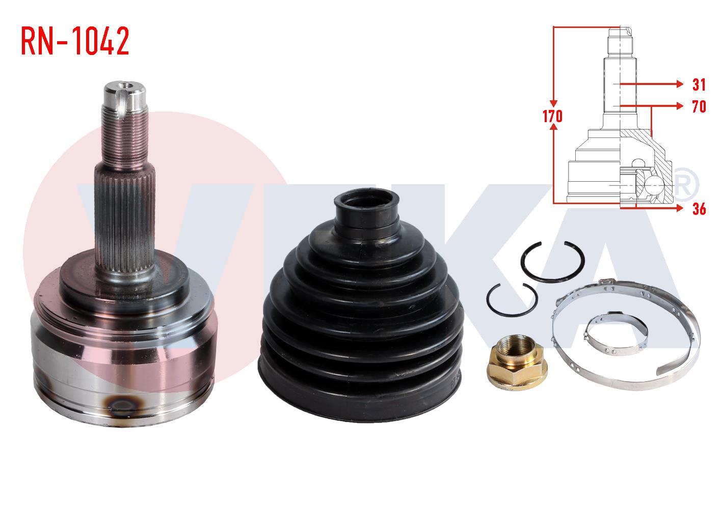AKS KAFASI SOL-SAG ON DIS RENAULT MASTER III (FV) 2.3 DCI 31X36X70 UZUNLUK 170 mm 2010-