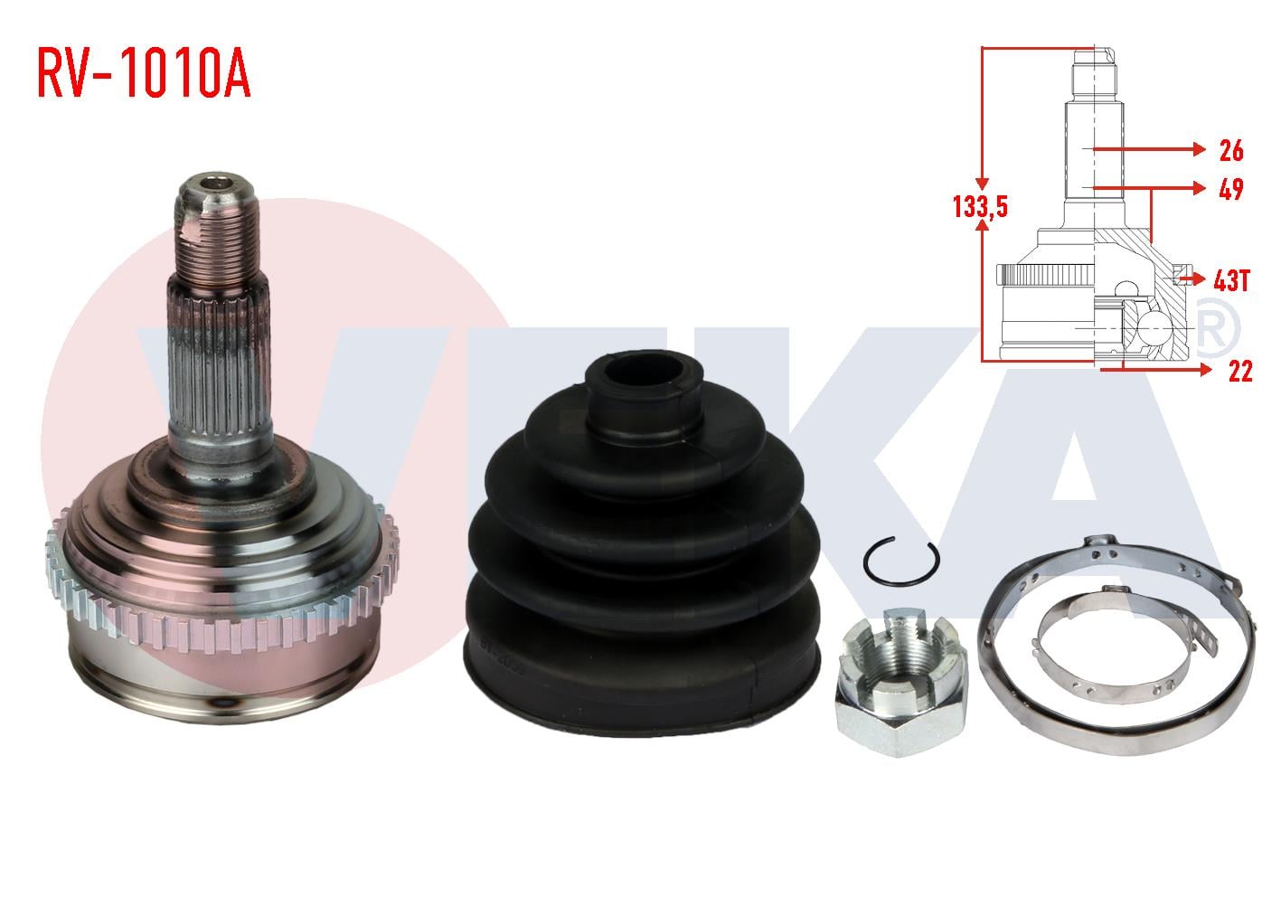 AKS KAFASI SOL-SAG ON DIS ROVER 200 (RF) 214i ABSLI 43 DIS 26X22X49 UZUNLUK 133 mm 1995-2000