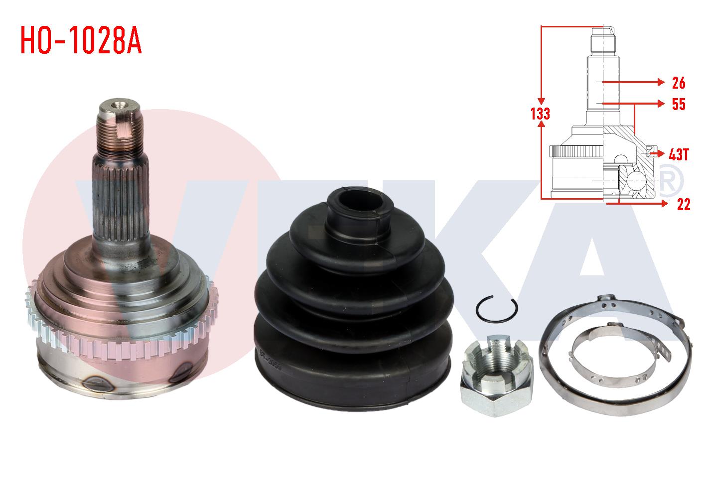 AKS KAFASI SOL-SAG ON DIS ROVER 400 (RT) 414 Si ABSLI 43 DIS 26X22X55 UZUNLUK 133,5 mm 1995-2000