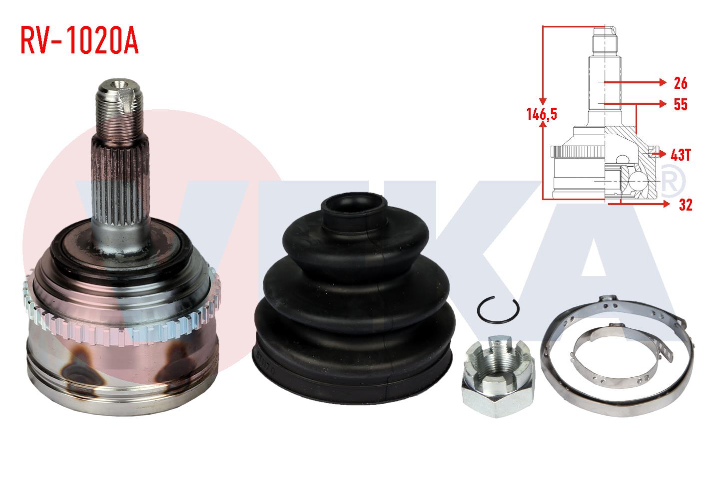 AKS KAFASI SOL-SAG ON DIS ROVER 400 (RT) 420 T ABSLI 43 DIS 26X32X55 UZUNLUK 146,5 mm 1995-2000