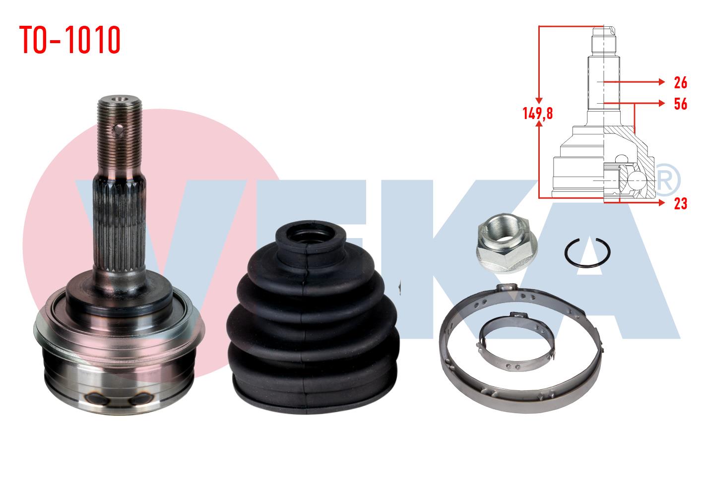 AKS KAFASI SOL-SAG ON DIS TOYOTA COROLLA (_E10_) 1.3i EE101  26X23X56 UZUNLUK 149,8 mm 1992-1997