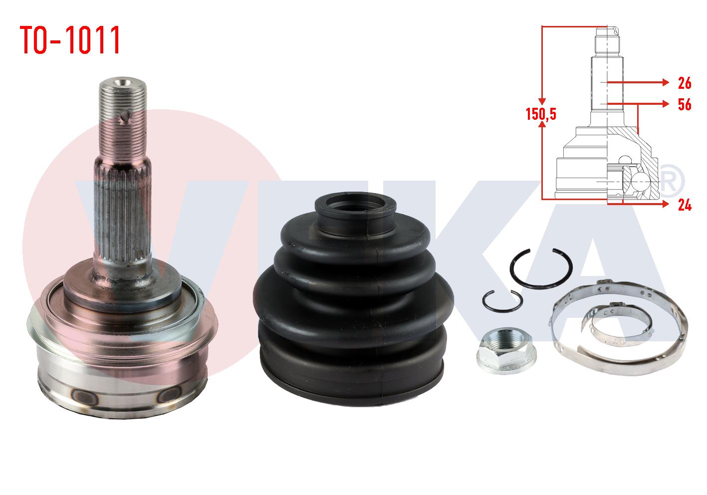 AKS KAFASI SOL-SAG ON DIS TOYOTA COROLLA (_E9_) 1.6i  26X24X56 UZUNLUK 150,6 mm 1987-1993