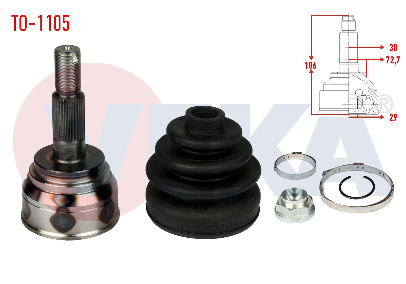 AKS KAFASI SOL-SAG ON DIS TOYOTA HI-LUX PICK UP (_N_) 2.5 D-4D 30X29X72.7 UZUNLUK 186mm 1983-2005
