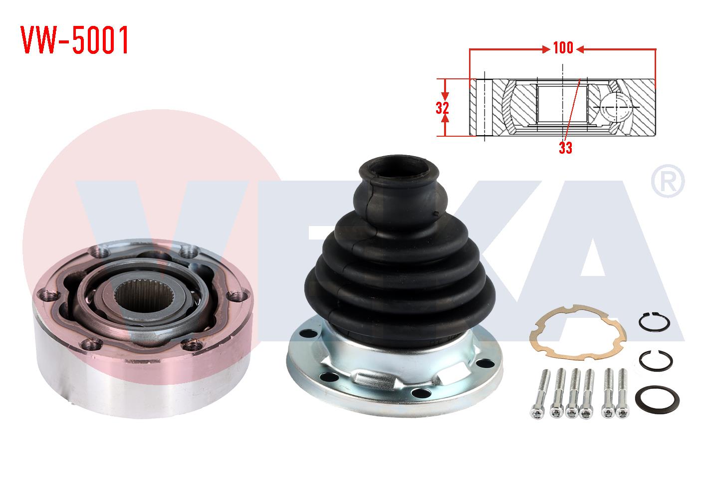 AKS KAFASI SOL-SAG ON IC 33X32X100 VOLKSWAGEN GOLF III (1H1) 1.8i 1991-1999