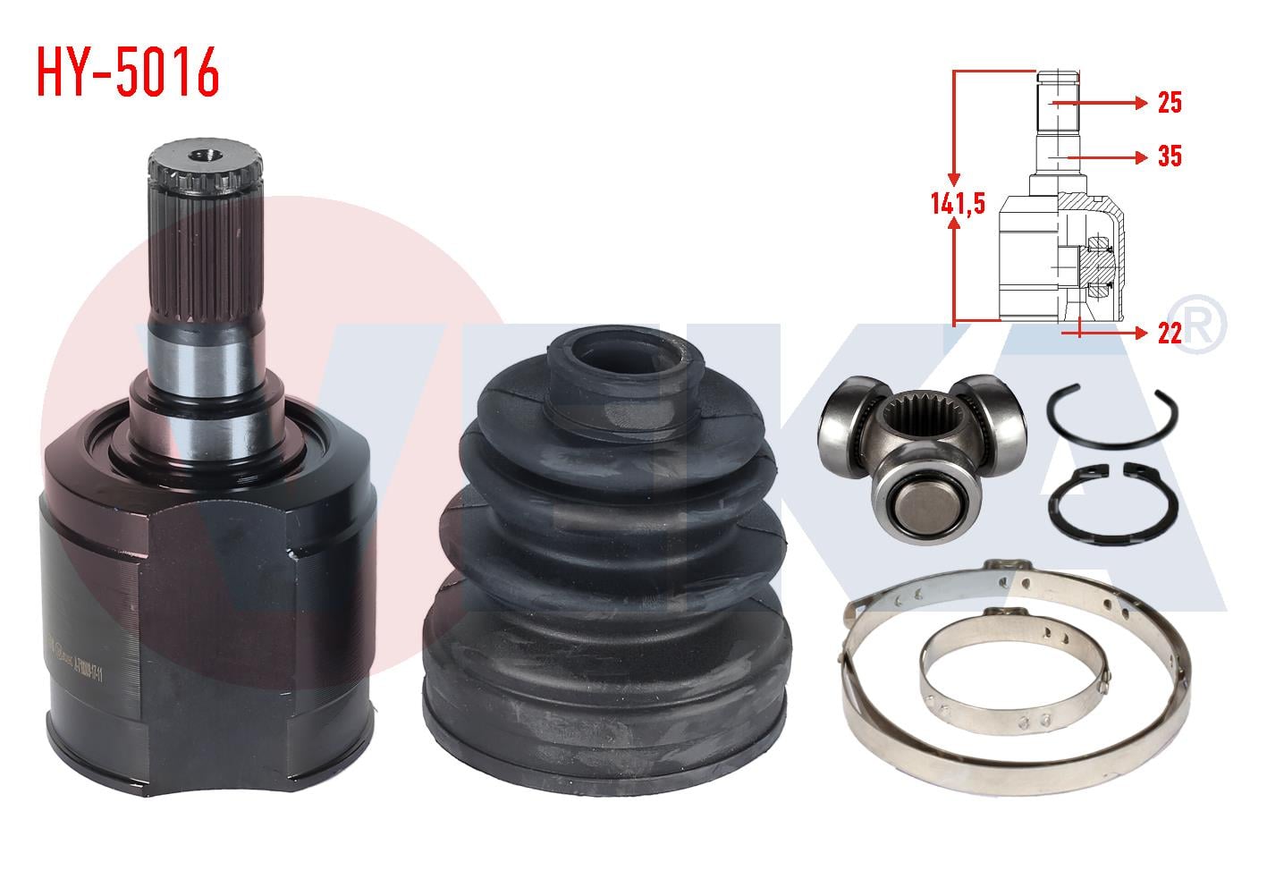 AKS KAFASI SOL-SAG ON IC HYUNDAI ACCENT I  (X-3) 1.3i 25X22X35 UZUNLUK 141.2mm 1994-2000