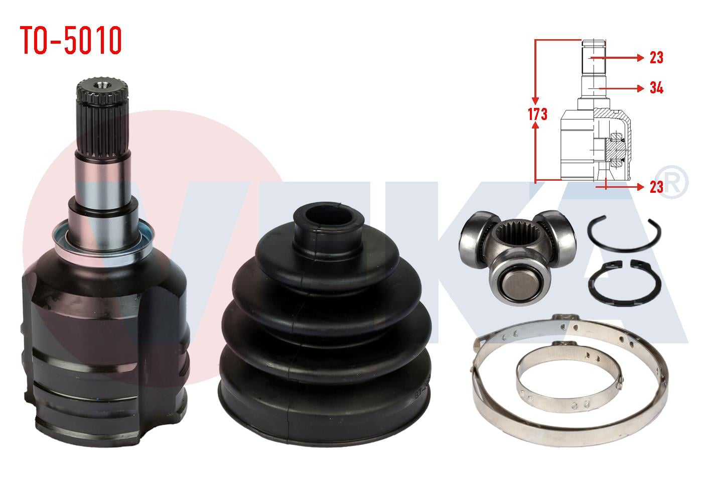AKS KAFASI SOL-SAG ON IC TOYOTA COROLLA (_E12_) 1.4 VVT-I  23X23X34 UZUNLUK 173mm 2002-2007