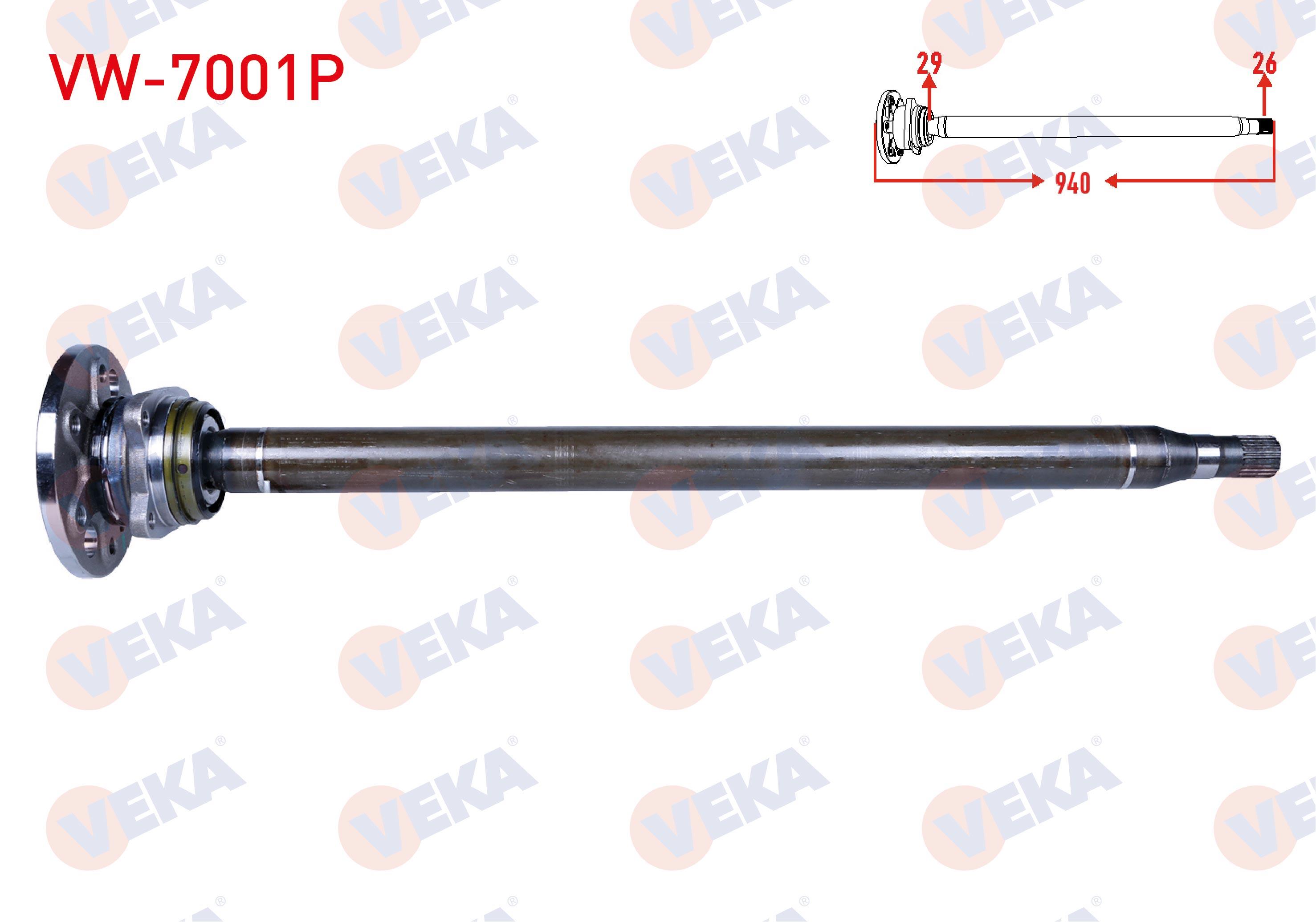 AKS MILI ARKA SAG PORYALI INCE 29X26 UZUNLUK 940mm VOLKSWAGEN CRAFTER 2.5 TDI 2006-2016 / MERCEDES SPRINTER 2006-