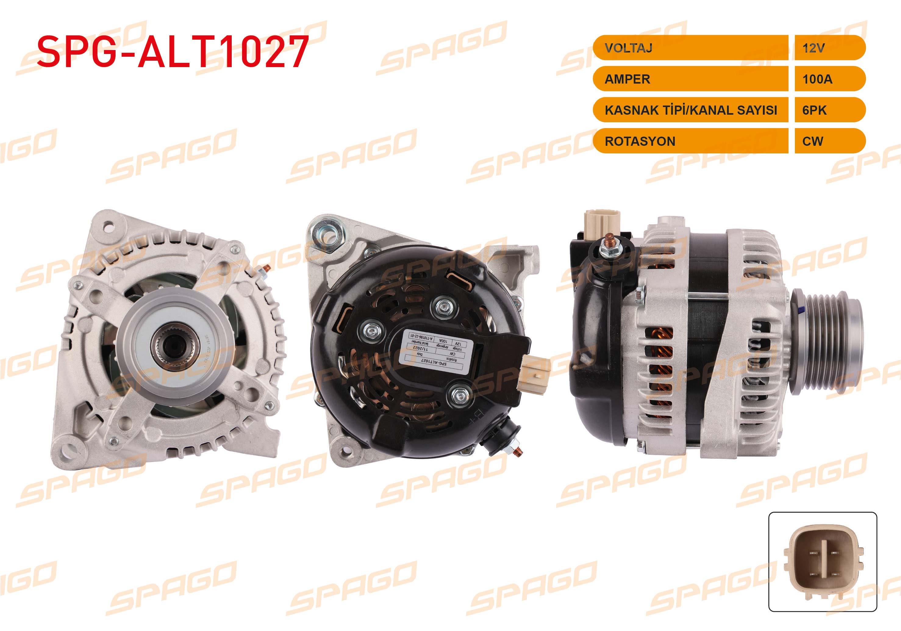 ALTERNATOR 12V/100A 6PK (ALT2956) COROLLA (E15_) 1.4 D-4D 2007-2012 / AURIS (ZRE15) 1.4 D-4D 2007-2012 / YARIS (_P_) 1.4 D-4D 2005-2012