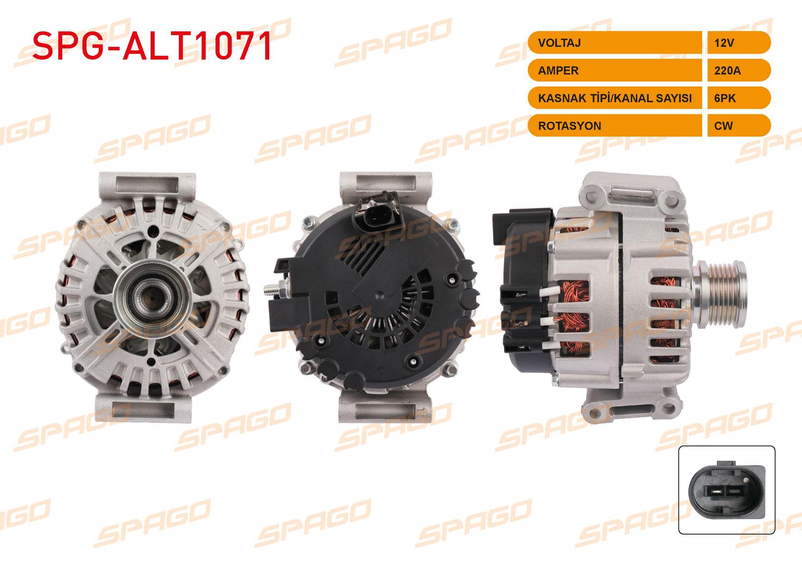 ALTERNATOR 12V/220A 6PK (ALT8820) SPRINTER (B906) MANUEL KLIMALI ARACLAR ICIN 06- A6461540802