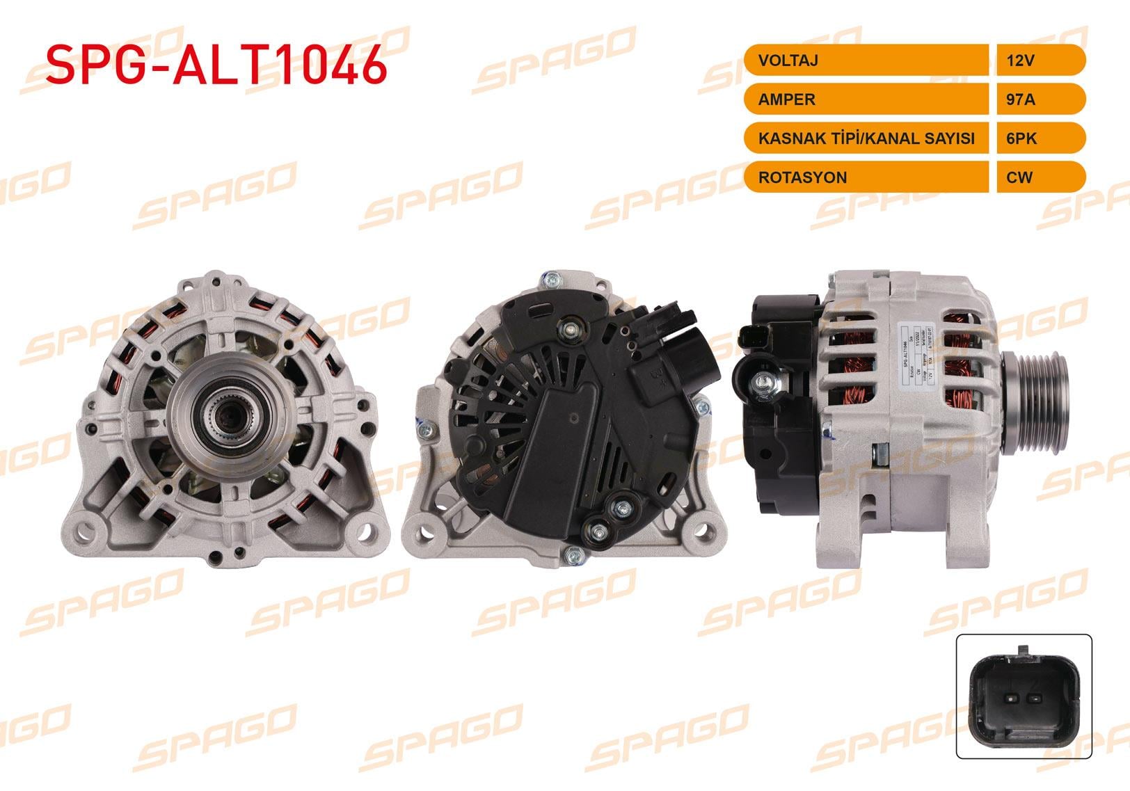 ALTERNATOR 12V/97A 6PK DUCATO 2.0 JTD 2001-2006/ BOXER 2.2 HDI 2001-2006/ CITROEN JUMPER 2.2 HDI 2001-2006