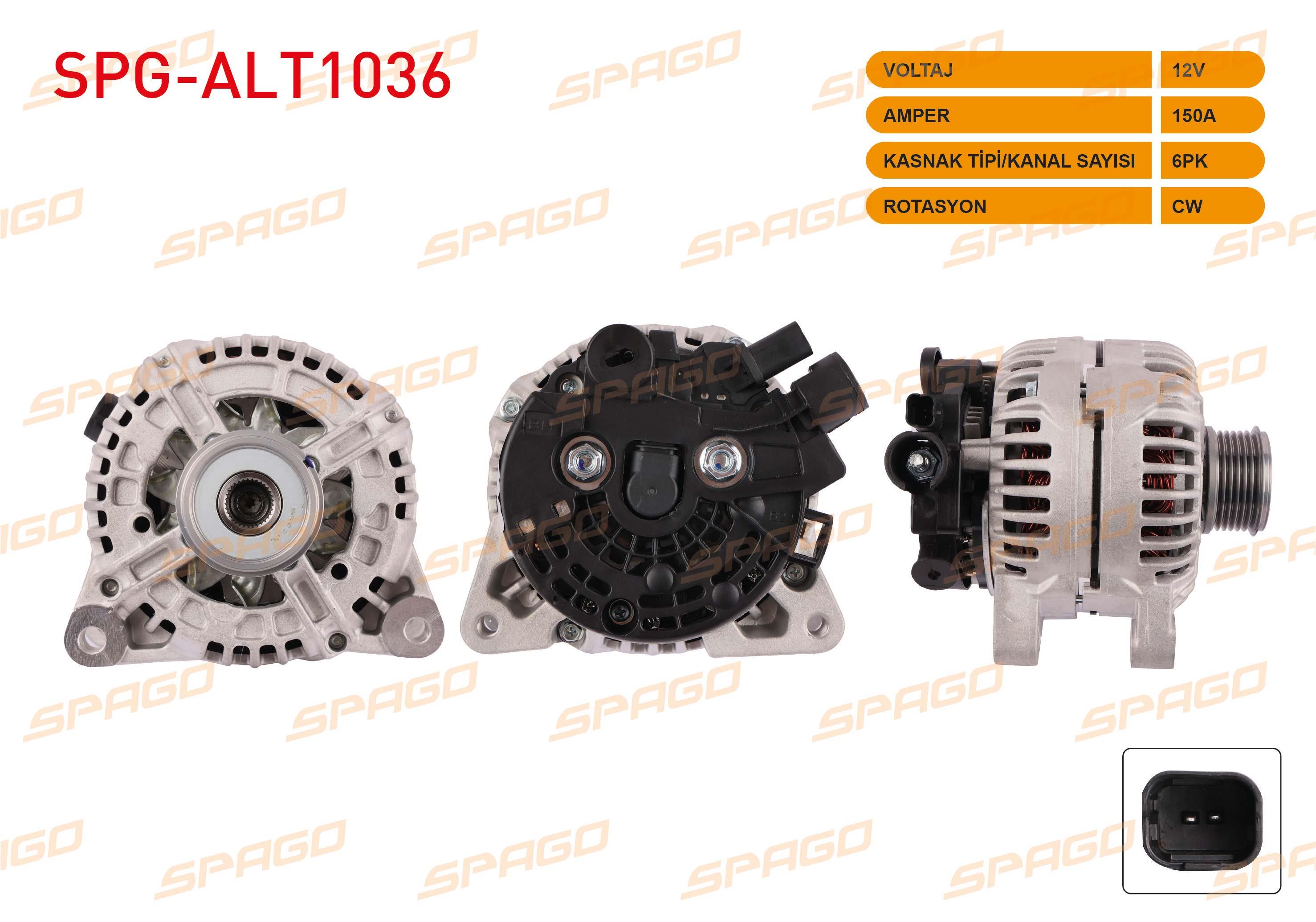 ALTERNATOR B TIPI 12V/150A 6PK (ALT200) PARTNER TEPEE 1.6 HDI 2008-/ BERLINGO 1.6 HDI 2005-2011/ SCUDO 2.0 JTD 2007-2016