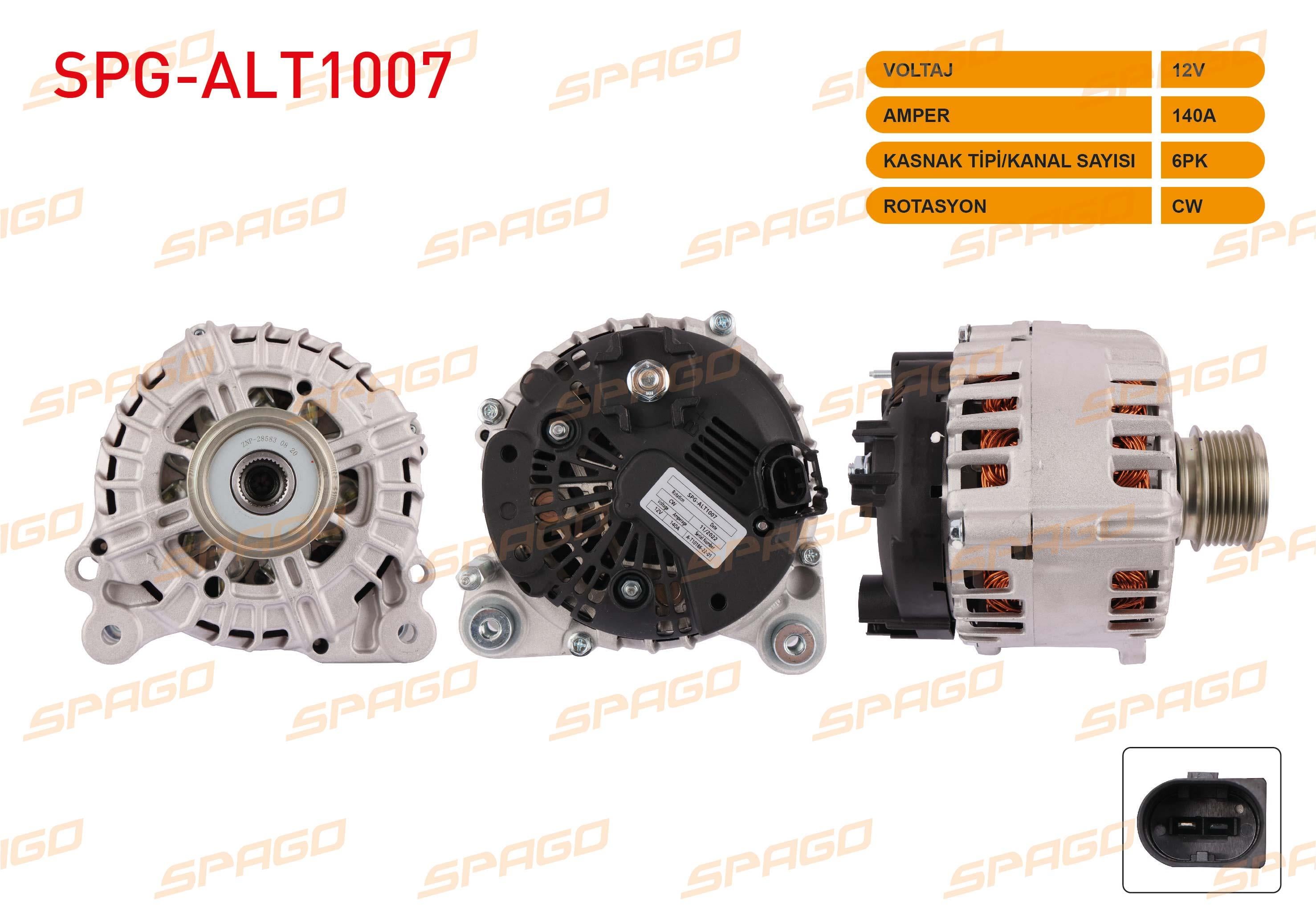 ALTERNATOR V TIPI 12V/140A 6PK CADDY III 2.0 TDI 10-15/GOLF VI 1.6 TDI-2.0 TDI 08-13/ JETTA (162) 1.6 TDI 04-15/ A3 (8P1) 1.6 TDI 03-12/Q3 (8UB) 2.0 TDI 11-18/ LEON (1P1) 1.6 TDI 05-12