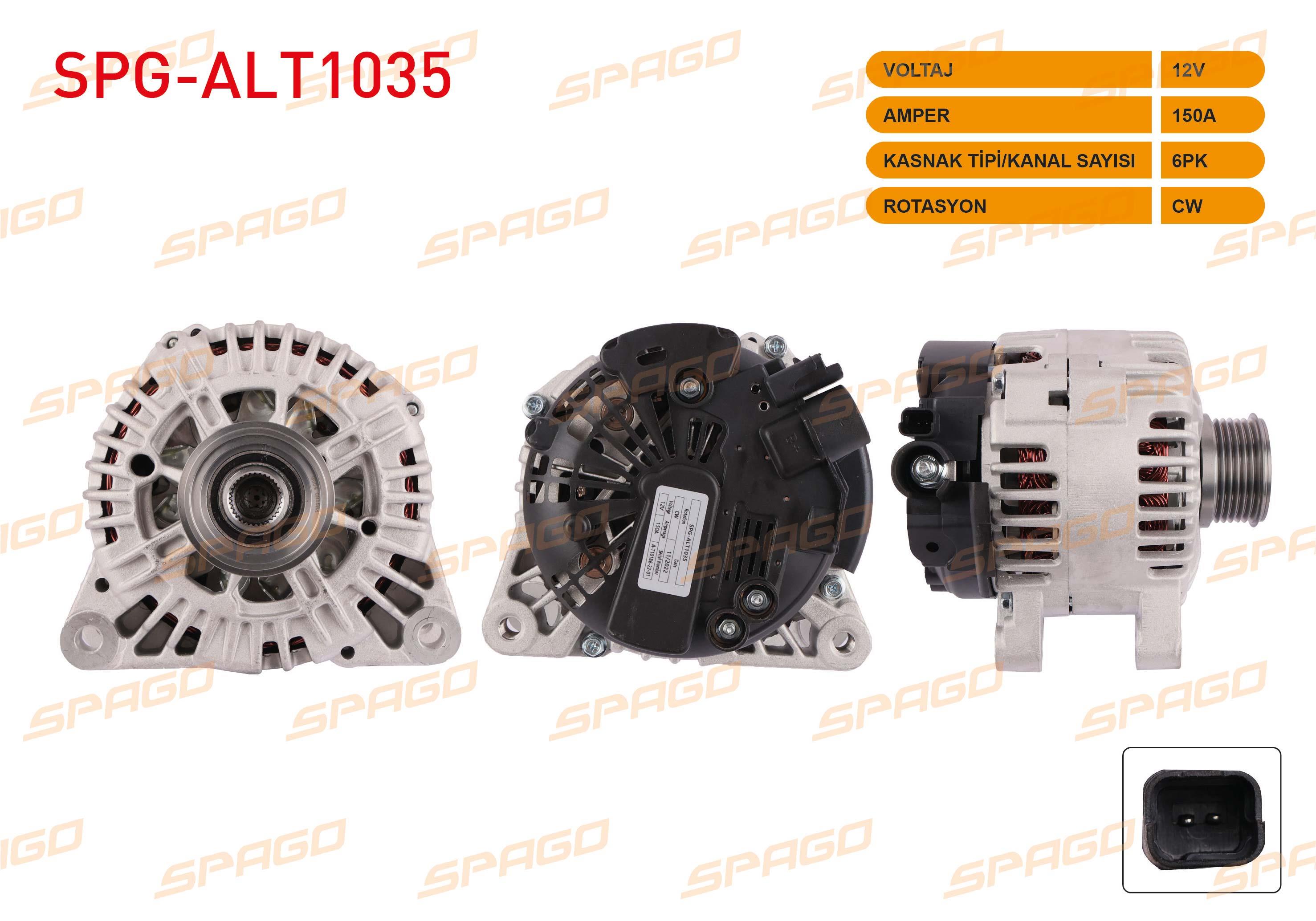 ALTERNATOR V TIPI 12V/150A 6PK PARTNER TEPEE 1.6 HDI 2008-/ BERLINGO 1.6 HDI 2005-2011/ SCUDO 2.0 JTD 2007-2016
