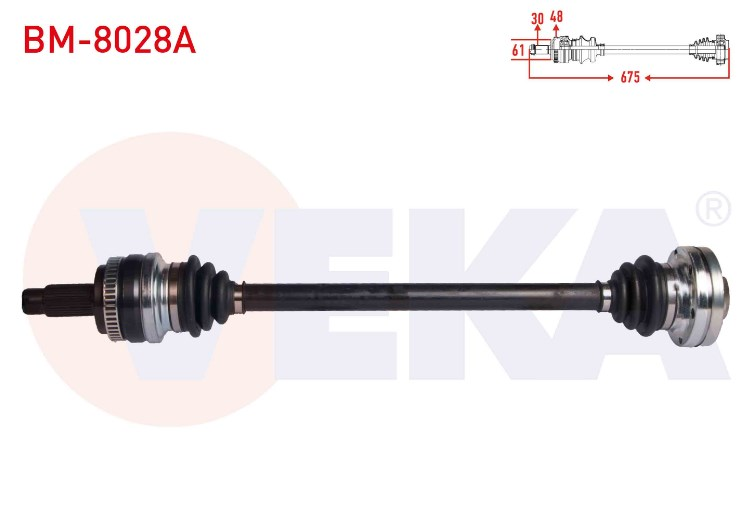BMW KOMPLE AKS SAG ARKA  X3 (E83) 2.0 D ABSLI 48 DIS UZUNLUK 675 mm 2004-2010 33217540116 33217529914 33207537608