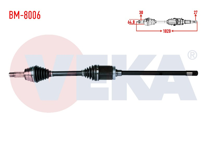 BMW KOMPLE AKS SAG ON  X5 (E70) 3.0 D UZUNLUK 1020 mm 2007-2012 31607545126