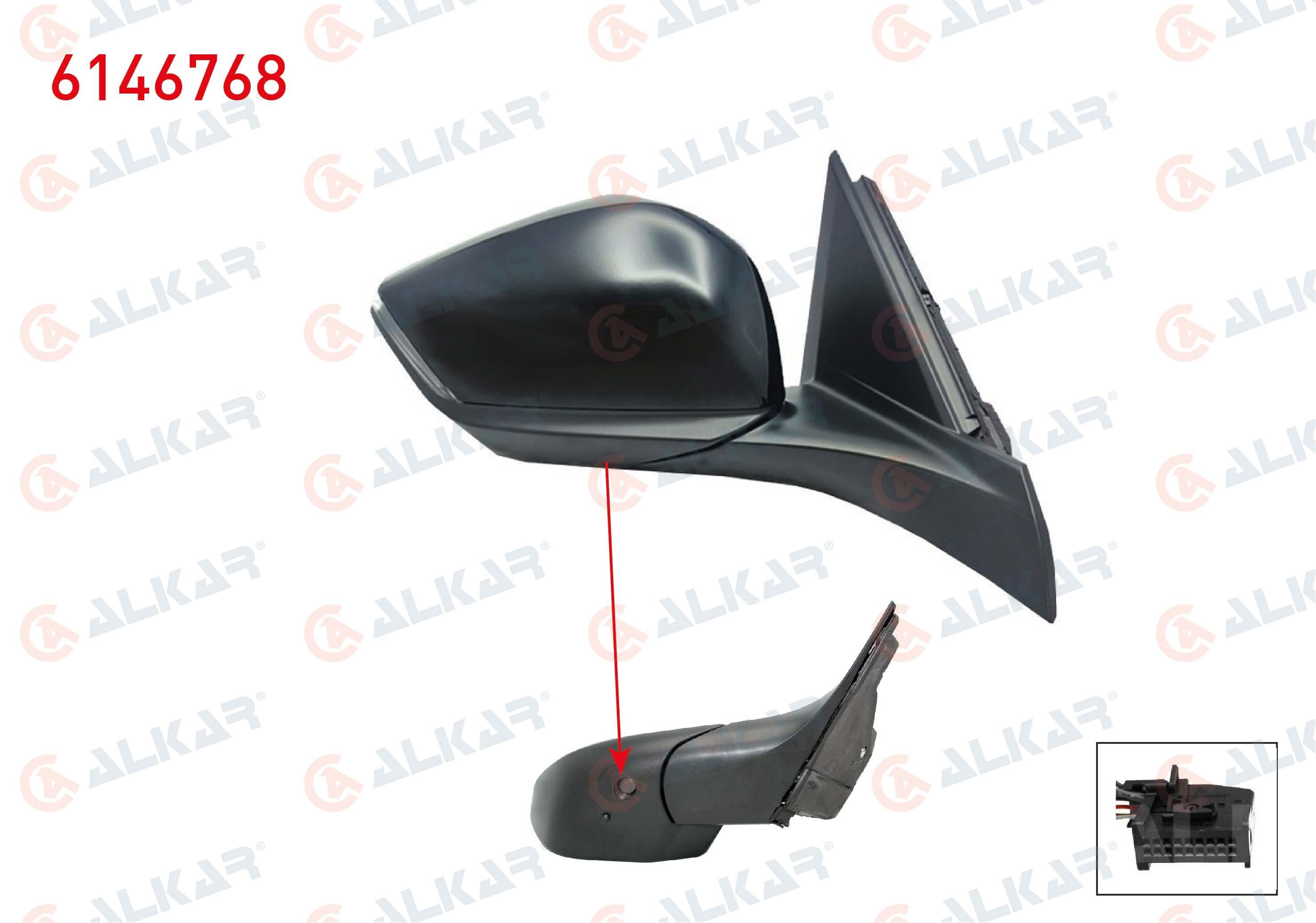 DIS DIKIZ AYNASI SAG ELEKTRIKLI ISITMALI OTOMATIK KATLANIR SINYALLI SENSORLU ALT AYDINLATMALI KOR NOKTALI 12 PIN OPEL ASTRA L 2021- / PEUGEOT 308 III / 308 SW III 2021- /408 II 2022-