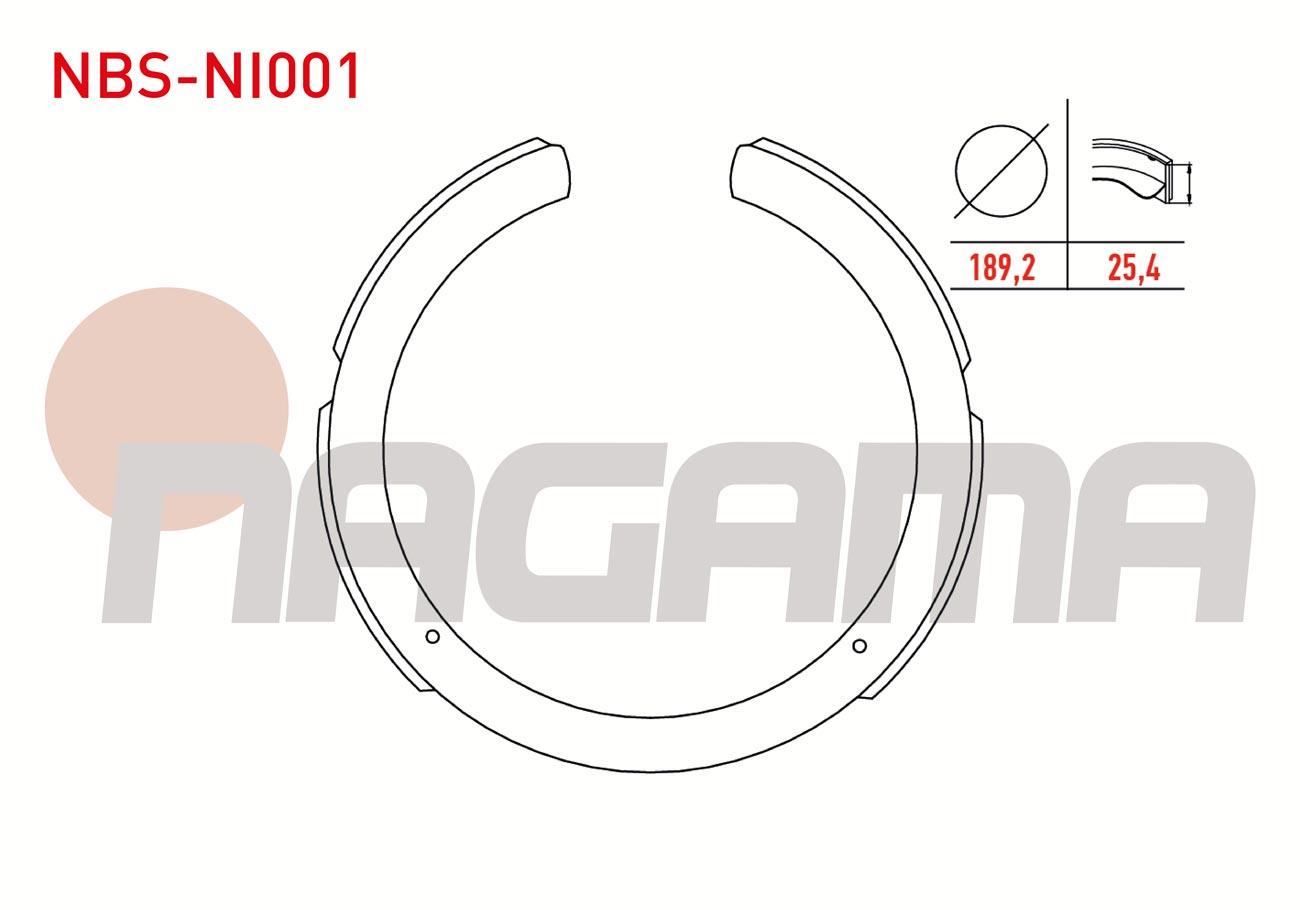 EL FREN BALATA AKSESUARLI 189,2X25,4mm SSANGYONG ACTYON I 2.0 XDI 2005-2012/ KORANDO 2.9 1996-2010/ MUSSO 2.2 - 2.9 1993-2004