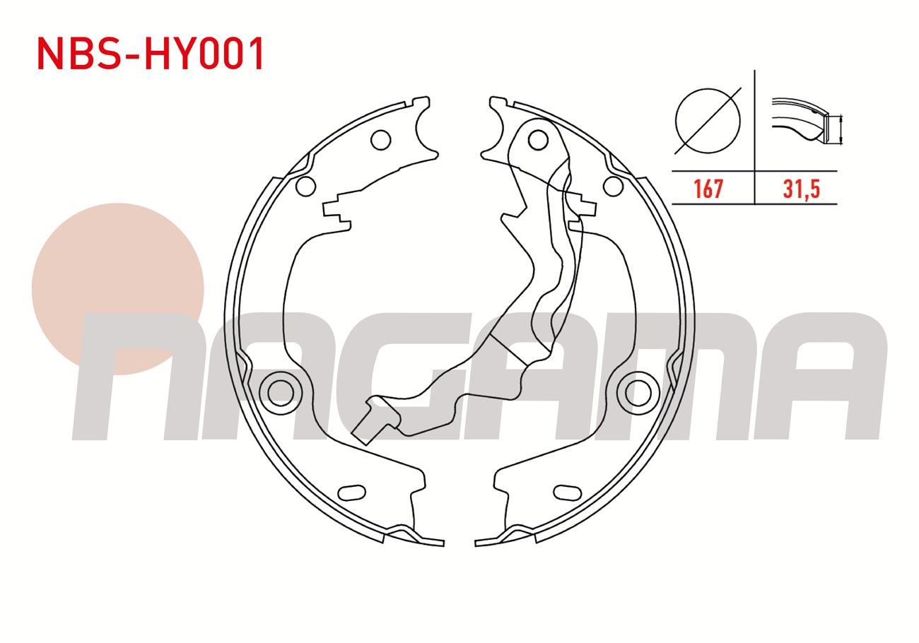 EL FREN BALATASI LEVYELI 167X31,5mm HYUNDAI ACCENT ERA 1.4i 16v - 1.5 CRDI - 1.6 CVVT 2006-2012/ RIO II 1.4i 16v - 1.5 CRDI 2006-2011