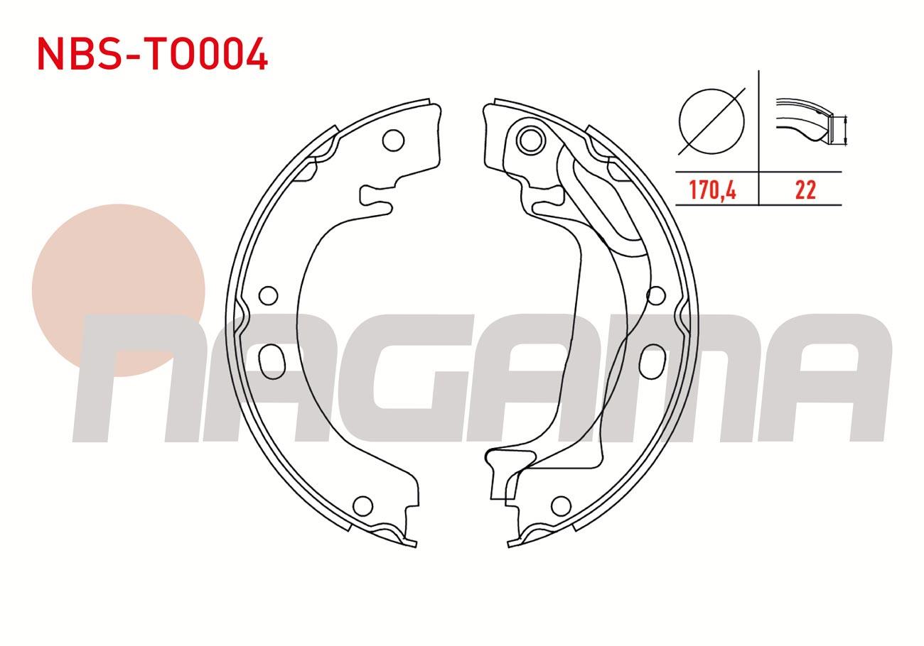 EL FREN BALATASI LEVYELI 170,4X22mm TOYOTA COROLLA (E12) 1.4 VVT-I - 1.6 VVT-I 2002-2007