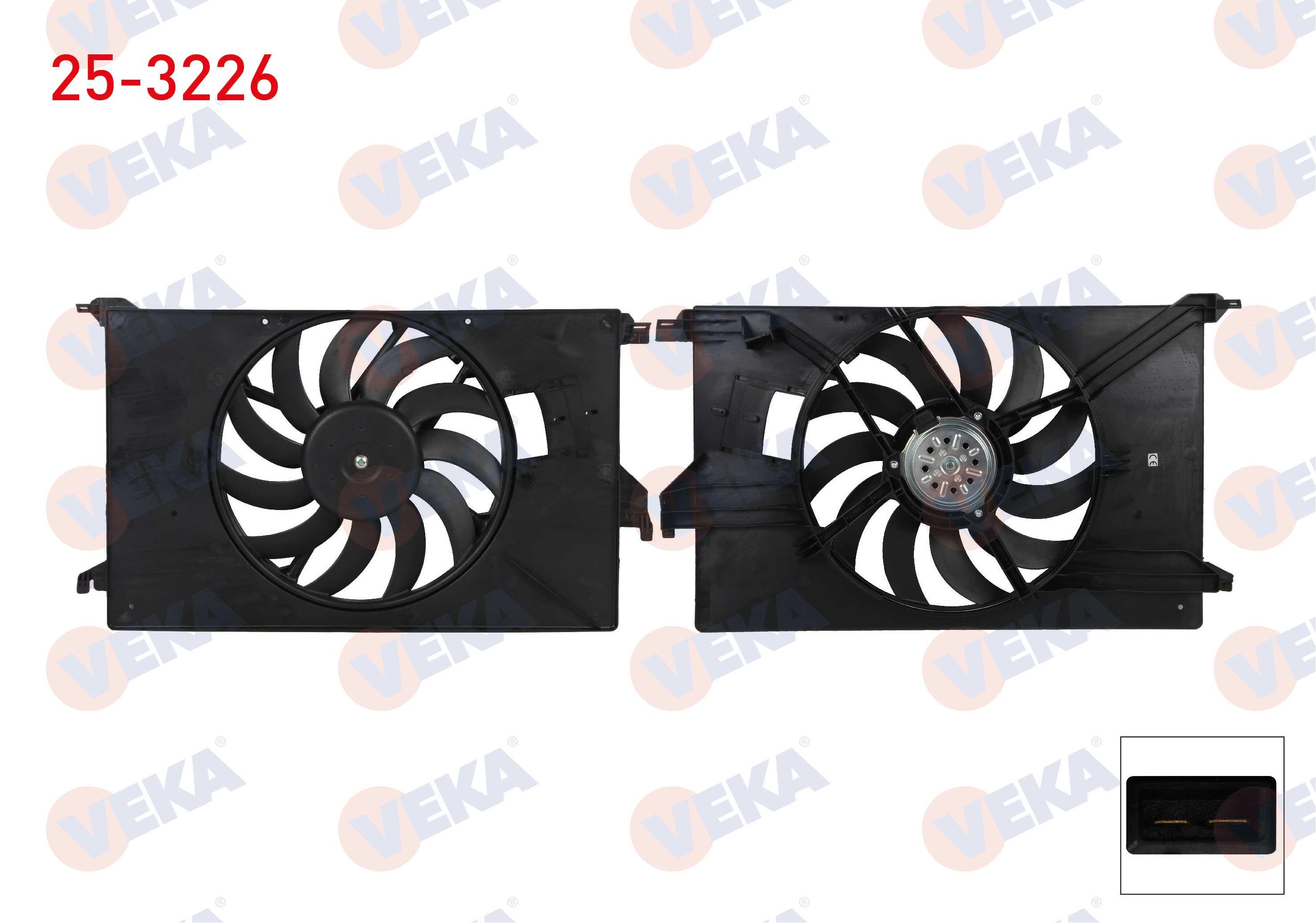 FAN MOTORU DAVLUMBAZLI TEKLI CAP 380 mm 2 FISLI OPEL VECTRA C  1.6 -1.8 -2.2 ACLI 2002-2008 / SAAB 9-3  2.0 T ACLI 2009-2015