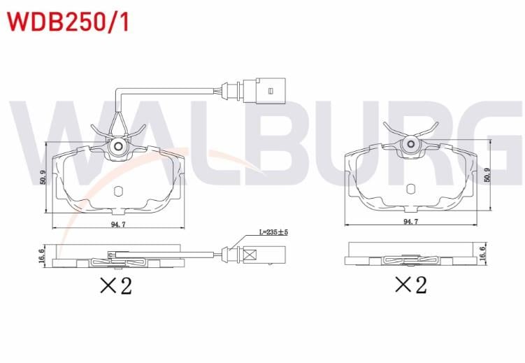 FREN BALATA ARKA FISLI VOLKSWAGEN TRANSPORTER IV (70XB,70XC,7DB,7DW) 2.4 D 1990-2003 / TRANSPORTER IV (70XB,70XC,7DB,7DW) 2.5 TDI 1990-2003 / FORD GALAXY (WGR) 1.9 TDI 1995-2006