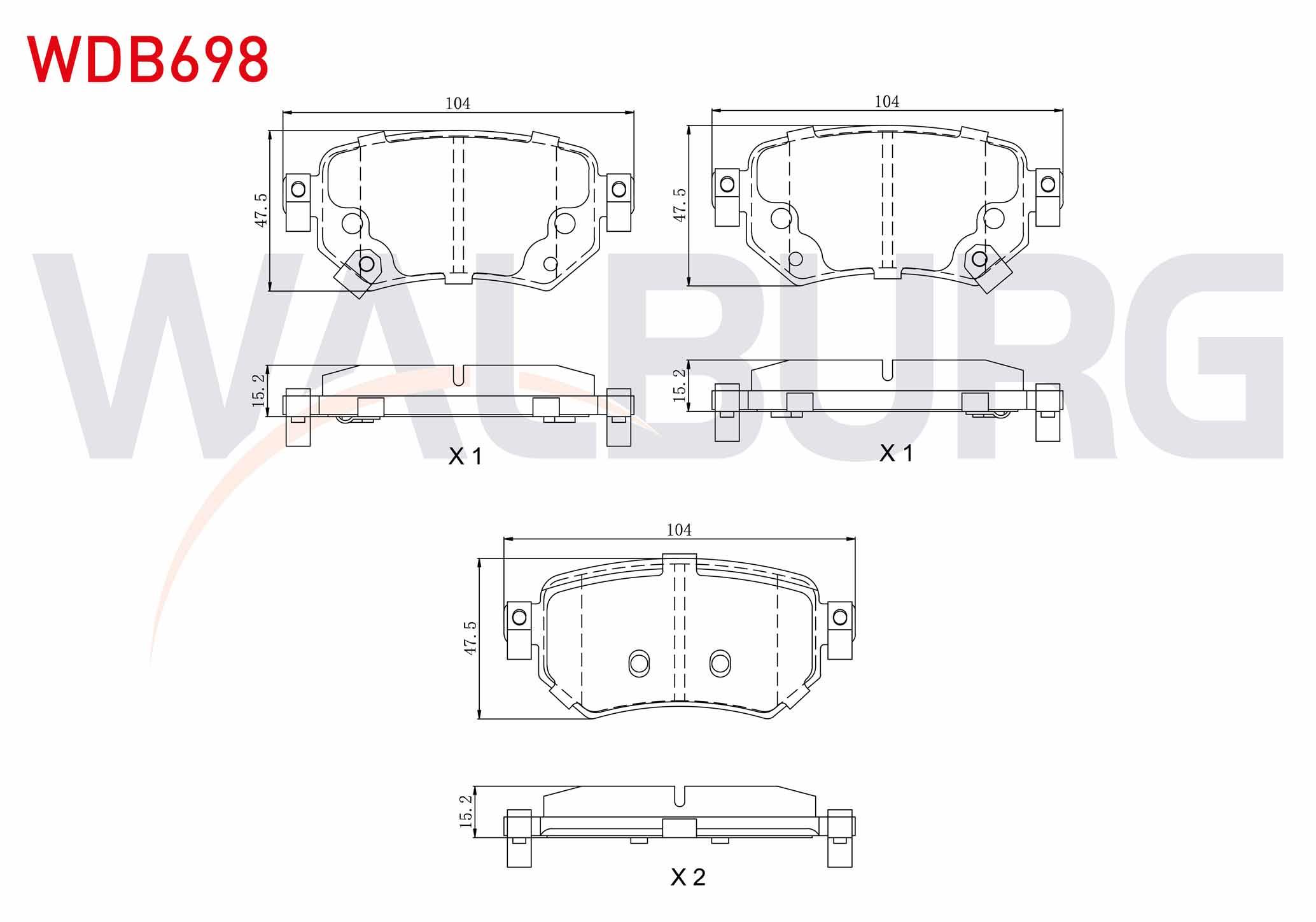 FREN BALATA ARKA IKAZLI MAZDA 6 (GJ,GH) 2.0 2013- / MAZDA 6 (GJ,GH) 2.2 D 2013-