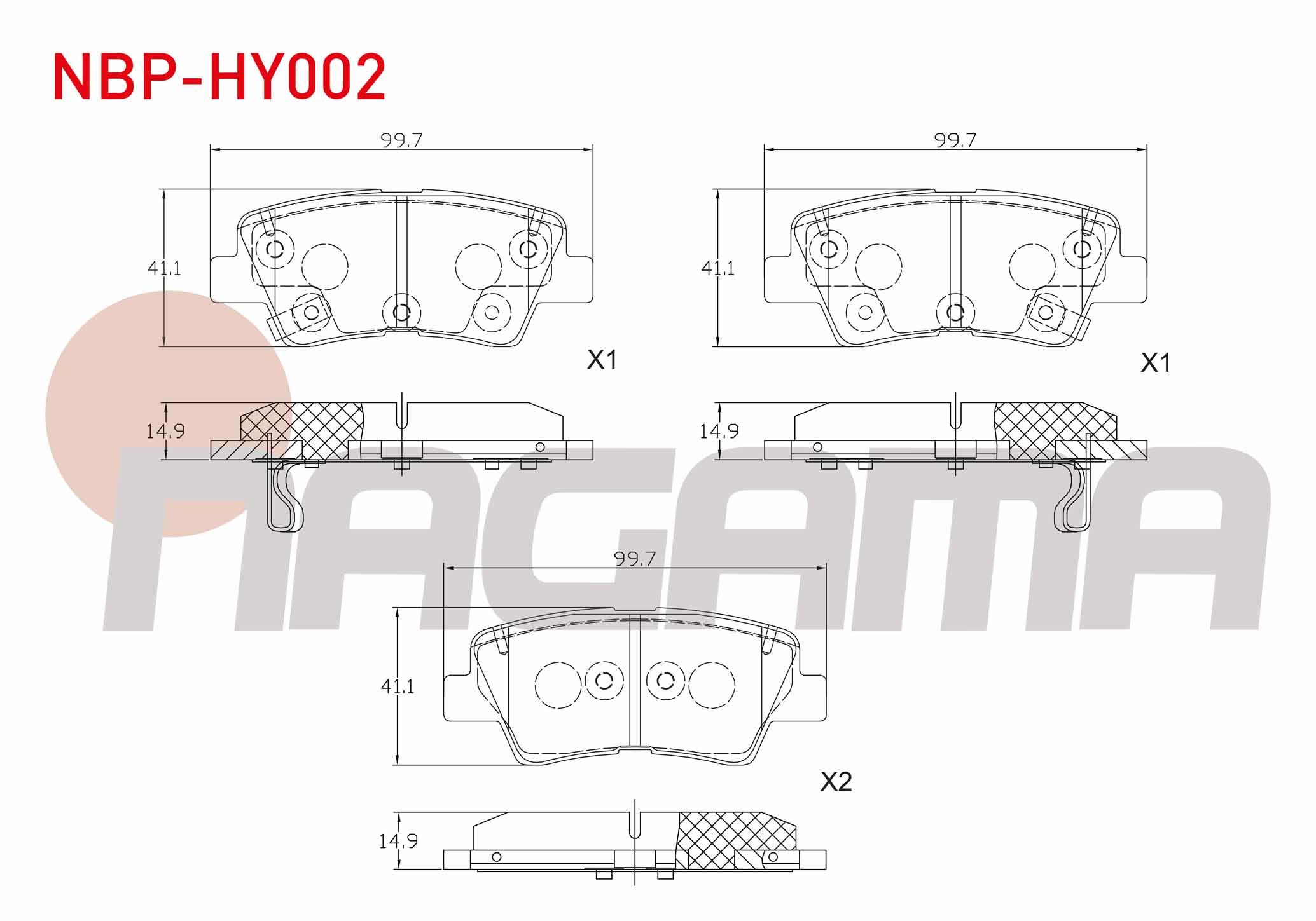 FREN BALATA ARKA TEL DELIKLI HYUNDAI ACCENT BLUE 1.4 - 1.6 CRDI 2012-/ ELANTRA 1.6 CRDI - 1.6 D-CVVT 2015-/ I30 1.6 CRDI 2016-/ KIA RIO III 1.4 CRDI 2011-2014
