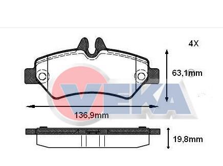 FREN BALATA FISLI ARKA MERCEDES SPRINTER 3,5T (906) 316 CDI 19.80mm 2006-2009 A0044206920