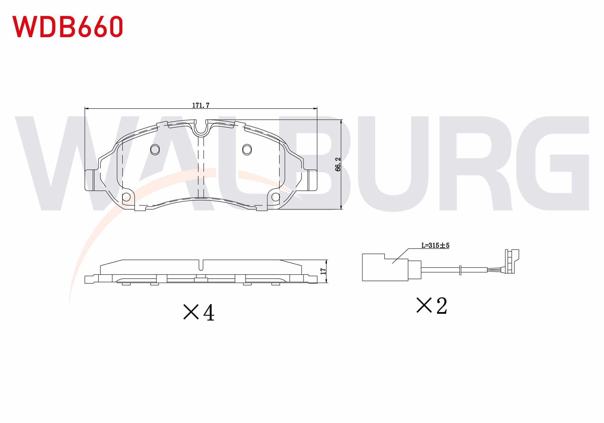 FREN BALATA FISLI ON FORD TRANSIT (CIFT TEKER) 2.2 TDCI 17.00mm 2014-