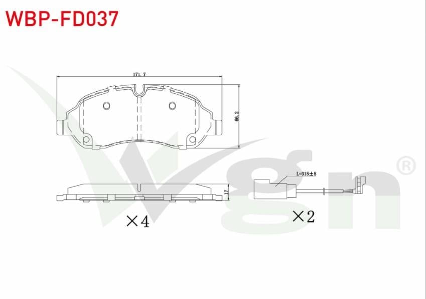 FREN BALATA FISLI ON FORD TRANSIT (CIFT TEKER) 2.2 TDCI 17.00mm 2014-