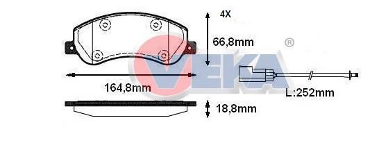 FREN BALATA FISLI ON FORD TRANSIT (V347) 2.4 TDCI (ARKADAN CEKISLI) 18.80mm 2006-2014 1433952 1488962