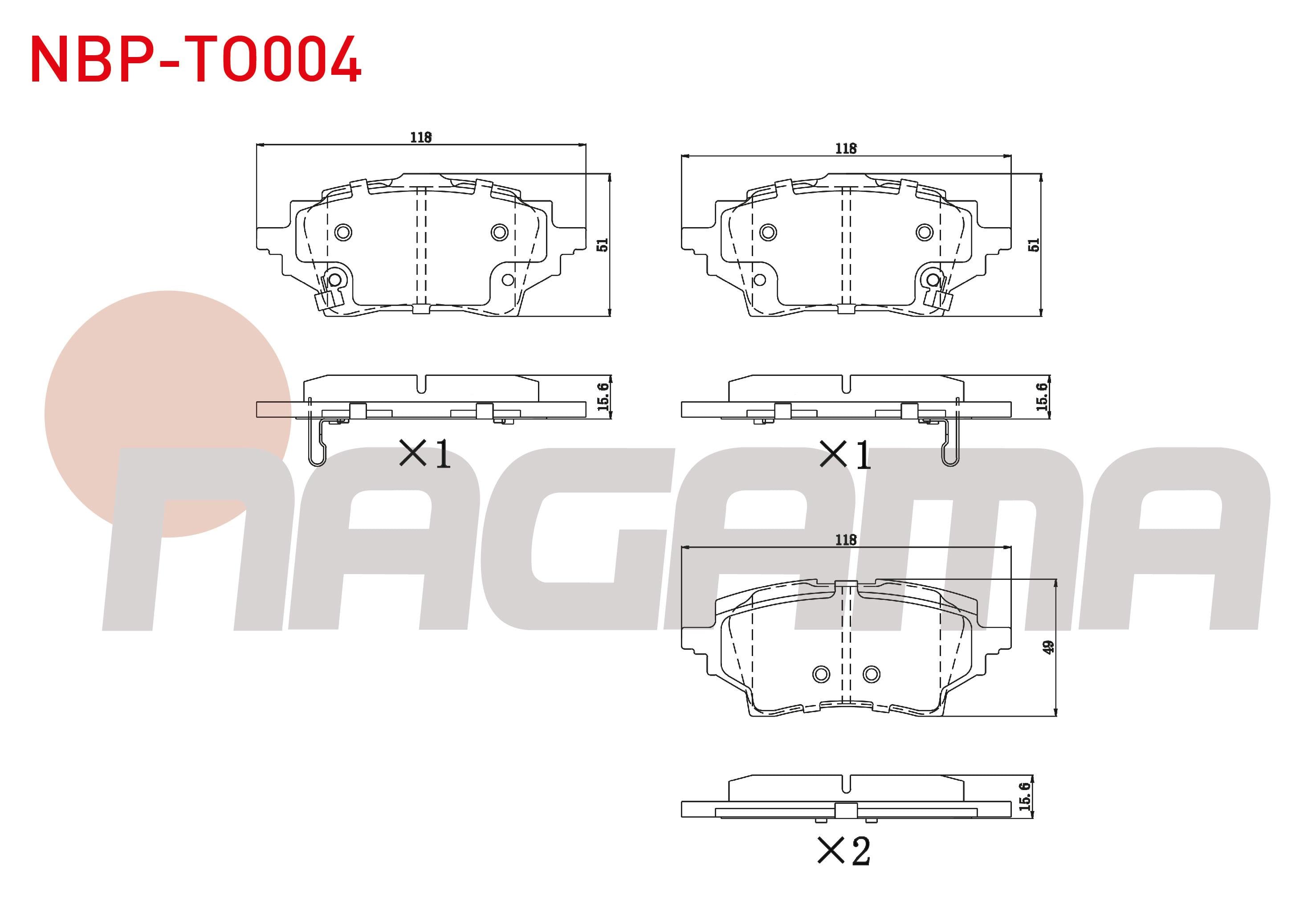 FREN BALATA IKAZLI ARKA TOYOTA COROLLA (_E21_) 1.8 Hybrid 2019- / COROLLA (_E21_) 1.6 VVT-I 2019-