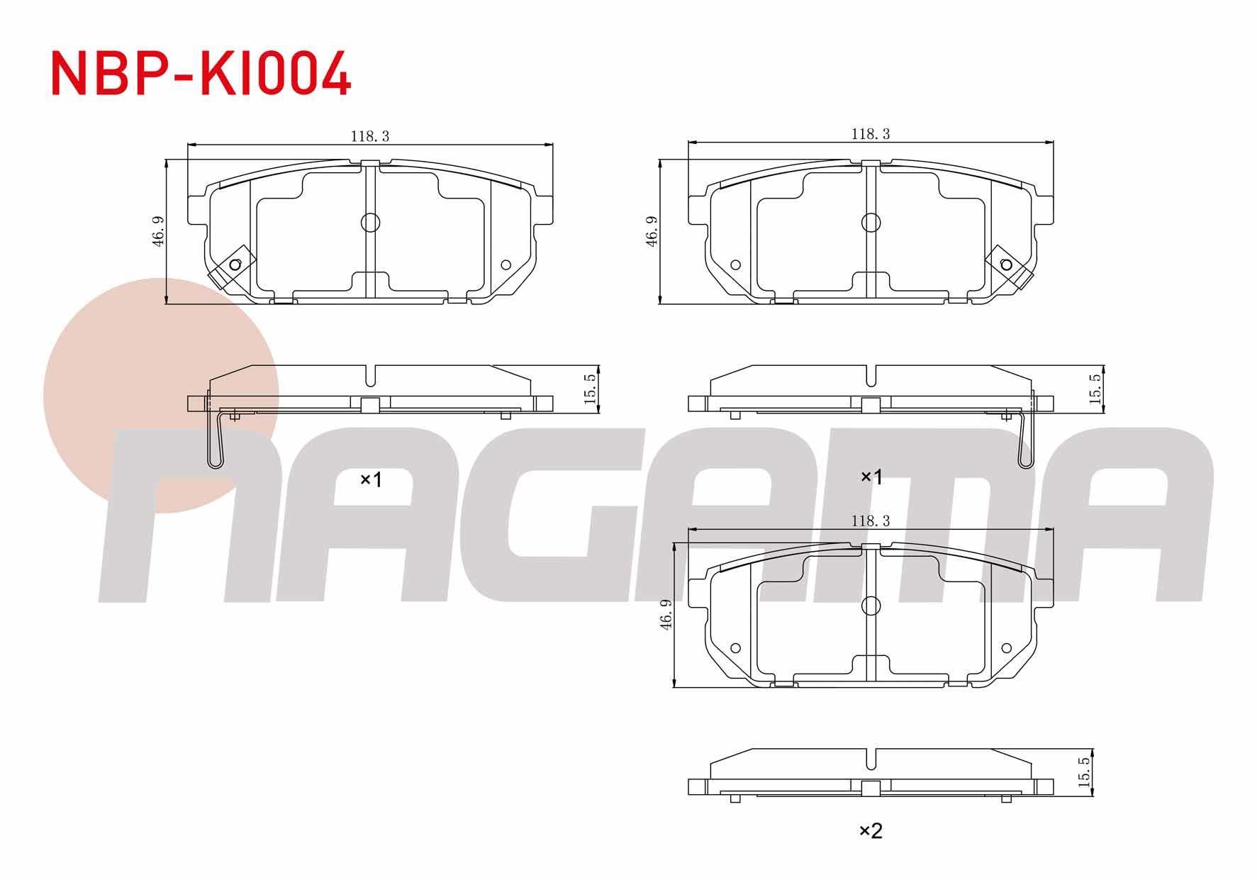 FREN BALATA IKAZLI ON HYUNDAI H100 2.5 D 1993-2004/ KIA PREGIO (TB) 2.7 D 1997-2002/ KIA CARNIVAL II 2.5 V6 2001-2006