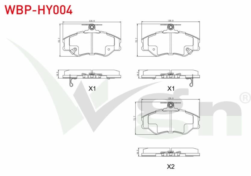 FREN BALATA IKAZLI ON HYUNDAI H100 2.5 D MINIBUS 18.00mm 1993-2004