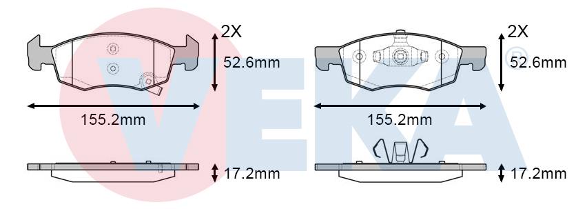 FREN BALATA IKAZLI ON OPEL CORSA E 1.4 14 JANT 17.20MM 2014- / 95517028