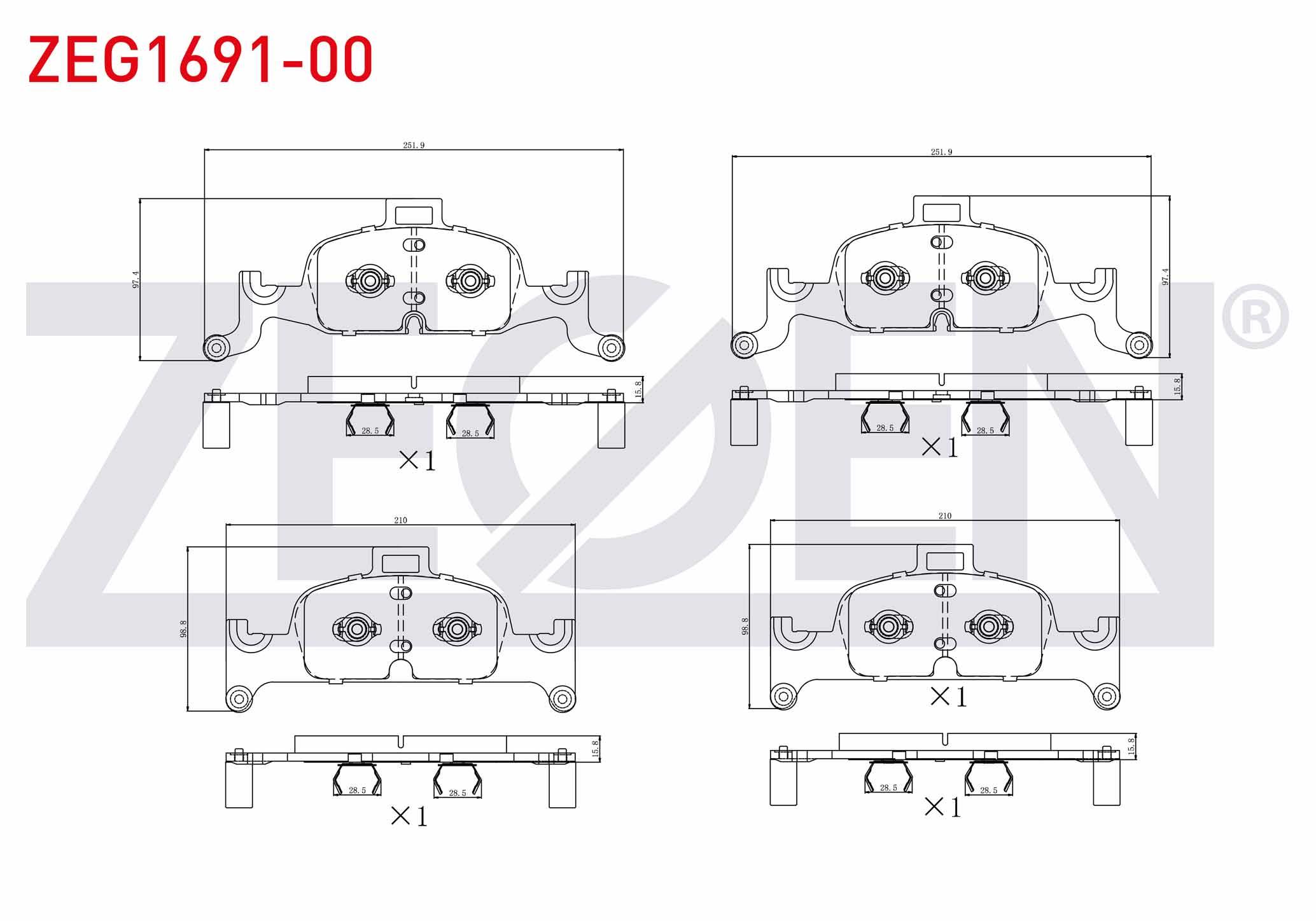 FREN BALATA IKAZLI ON (YENGEC TIP) AUDI A4 1.4 TFSI 2015-/ 2.0 TDI 2015-/ QUATTRO 2.0 TDI 2015-/A5 1.4 TFSI 2017-/ 2.0 TDI 2017-/ AUDI Q5 2.0 TDI 2016-/ A4 ALLROAD QUATTRO 3.0 TDI 2016-