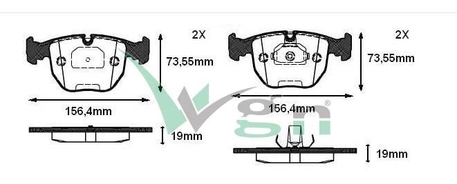 FREN BALATA ON BMW X5 (E53) 3.0 D 19.00mm 2000-2007  34111165227 34116761252