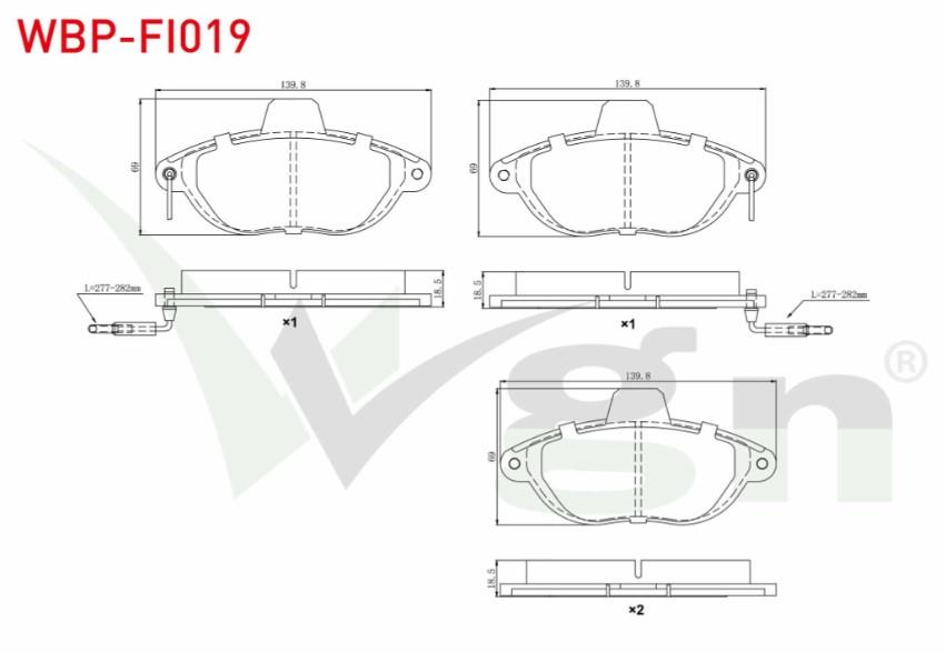 FREN BALATA ON FISLI FIAT SCUDO (220P) 1.9 D 1996-2006/ 2.0 JTD 1996-2006/ CITROEN JUMPY I 1.6 HDI 1994-2007/ JUMPY I 2.0 HDI 1994-2007/ PEUGEOT EXPERT 1.9 D 1996-2006/ EXPERT 2.0 HDI 1996-2006
