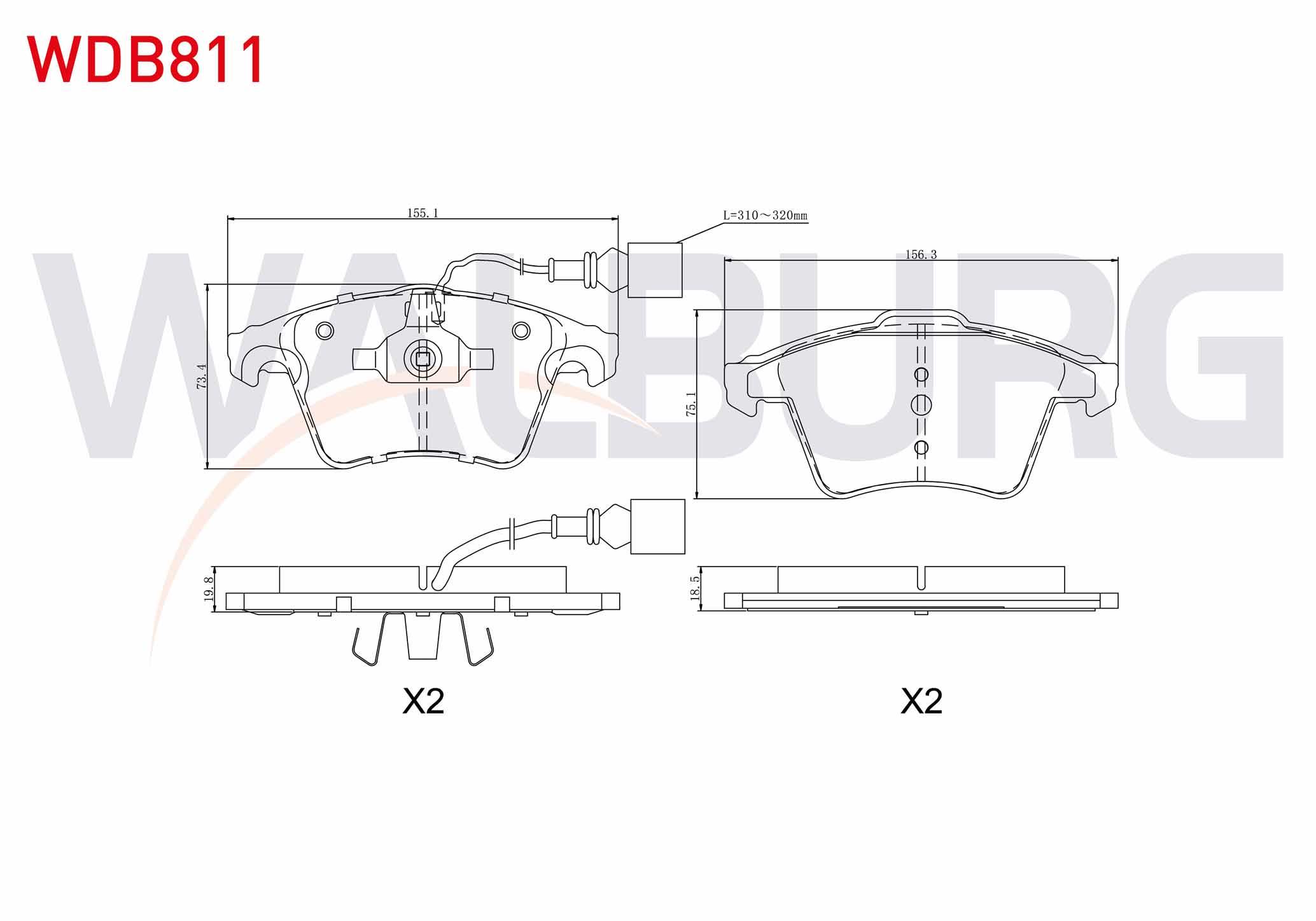 FREN BALATA ON FISLI VOLKSWAGEN TOUAREG 3.2i V6 2002-2010 / TOUAREG 2.5 R5 TDI 2002-2010 / TOUAREG 3.0 V6 TDI 2002-2010 / PORSCHE CAYENNE 3.6i 2010- / PORSCHE CAYENNE 3.0 TDI 2002-2010