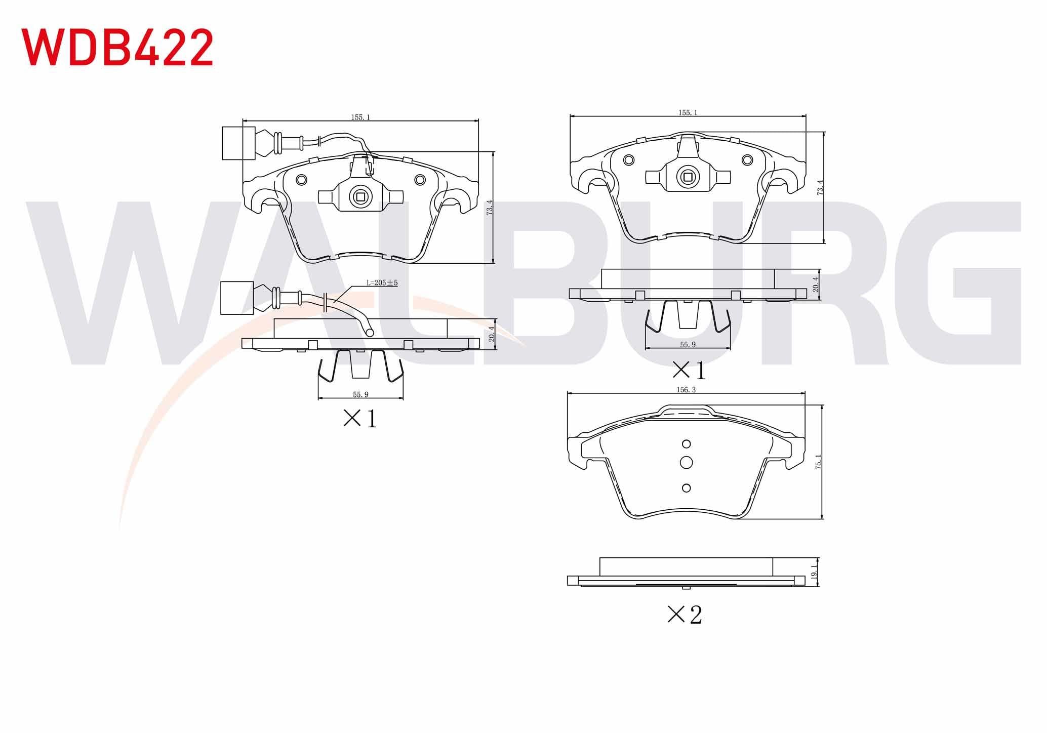 FREN BALATA ON FISLI VOLKSWAGEN TRANSPORTER V 1.9 TDI 2003-2011 / TRANSPORTER V 2.5 TDI 2003-2011 / TRANSPORTER VI 2.0 TDI 2009- / TRANSPORTER VI 2.0 TDI BITDI 2009-