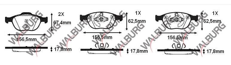 FREN BALATA ON FORD TRANSIT CONNECT 1.8 TDCI 17.80mm 2002-2006 1360303 4427737