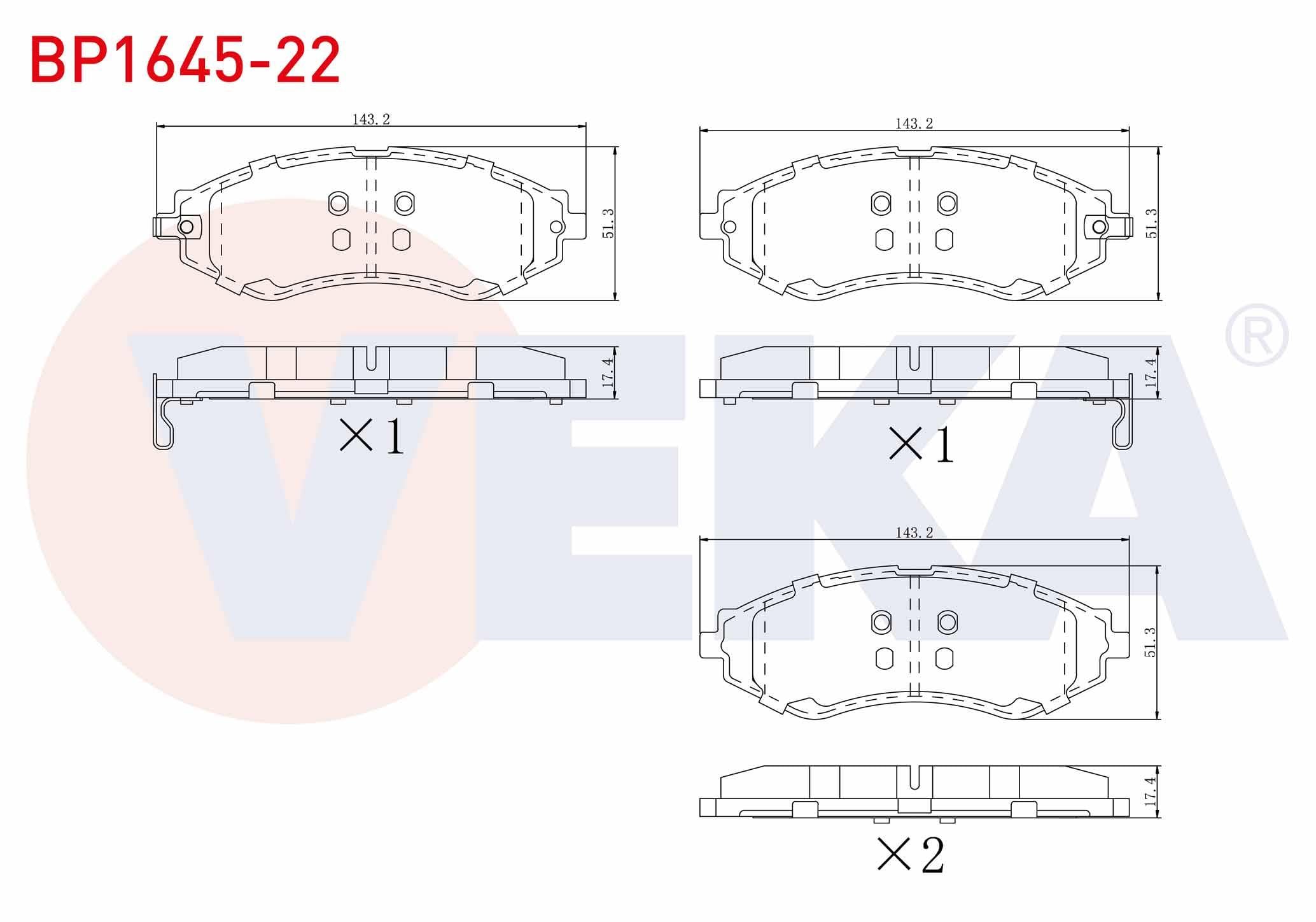 FREN BALATA ON IKAZLI CHEVROLET LACETTI (J200) 1.4i 16v 2006-2012 / LACETTI (J200) 1.6i 2006-2012 / DAEWOO NUBIRA (KLAN) 1.6i 2003-2005