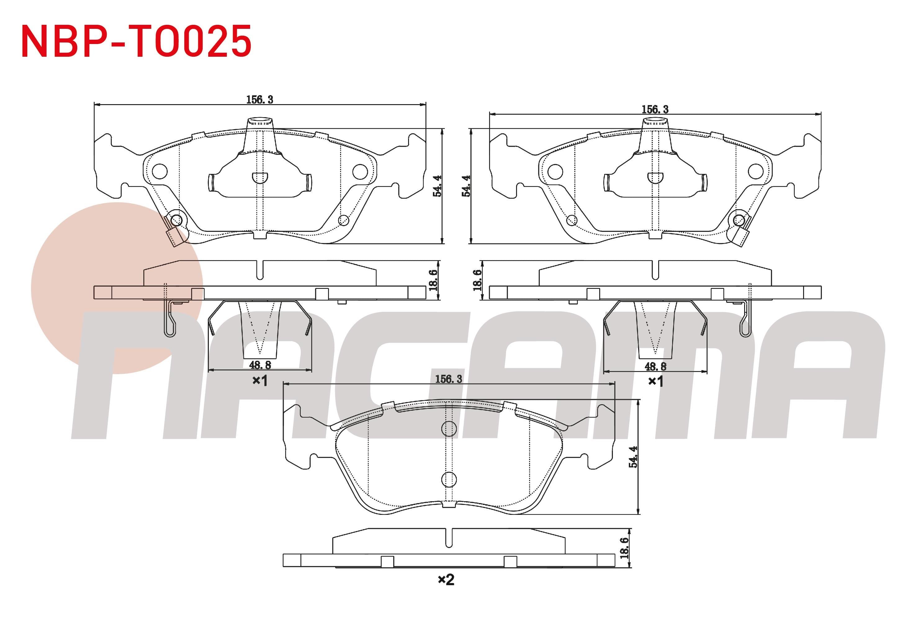 FREN BALATA ON IKAZLI TOYOTA AVENSIS (T22) 1.6i 1997-2003 / AVENSIS (T22) 2.0i 1997-2003 / AVENSIS (T22) 2.0 D-4D 1997-2003