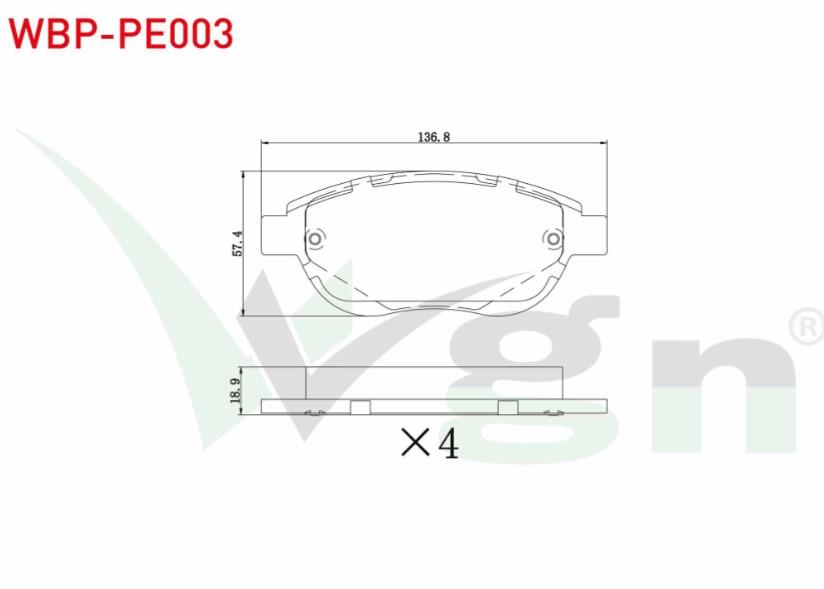 FREN BALATA ON PEUGEOT 307 1.6 2000-2007/ 307 1.6 HDI 2000-2007/ 207 1.4i 2006-2012/ 207 1.6i 16v 2006-2012/ 207 1.6 HDI 2006-2012/ CITROEN C4 1.6 2004-2009/ C4 1.6 HDI 2004-2009