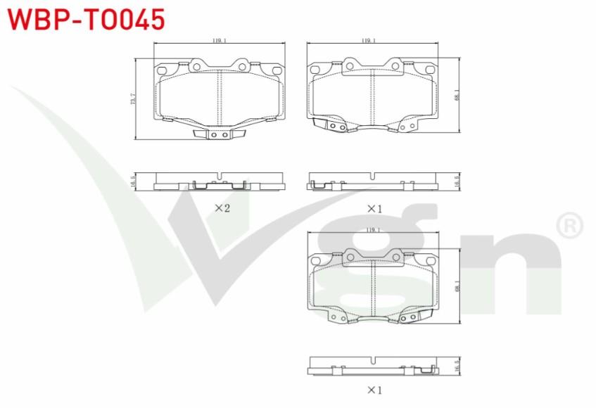 FREN BALATA ON TOYOTA HI-LUX PICK UP (_N_) 2.4 D 1983-2005/ HI-LUX PICK UP (_N_) 2.5 D 1983-2005 / LAND CRUISER 80 (_J8_) 4.2 D 1990-1997 / LAND CRUISER 90 (_J9_) 3.0 D 1996-2002