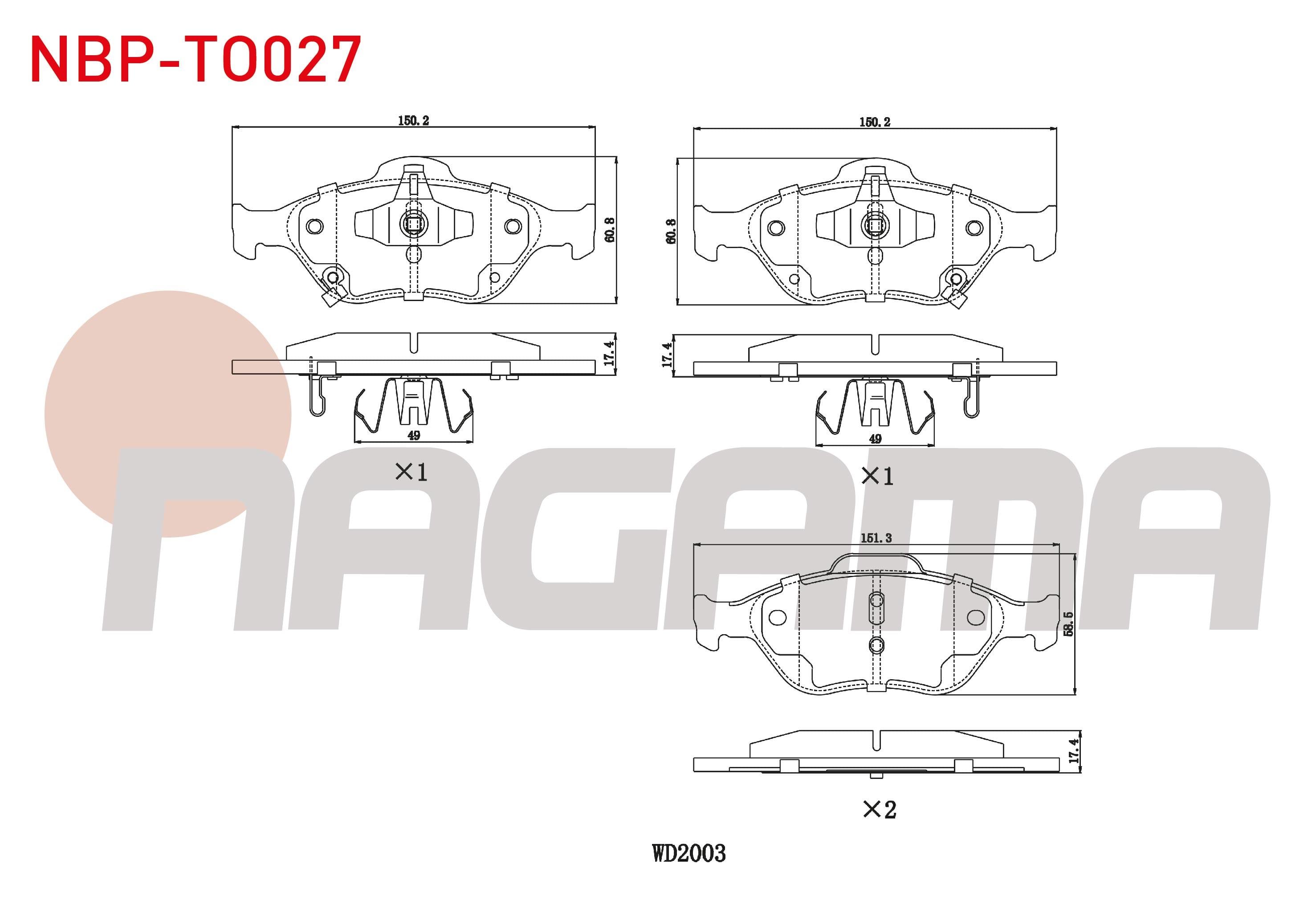 FREN BALATA ON TOYOTA YARIS (P9) 1.0 VVT-I 2006-2010/  YARIS (P9) 1.3 VVT-I 2006-2010 / YARIS (P9) 1.4 D-4D 2006-2010