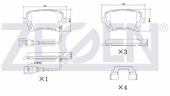 FREN BALATASI ARKA FISLI T5 1.9 TDI 2003-2011/ T5 2.5 TDI 2003-2011 7H0698451A 7H0698451B 7H0698451C 7H0698451D