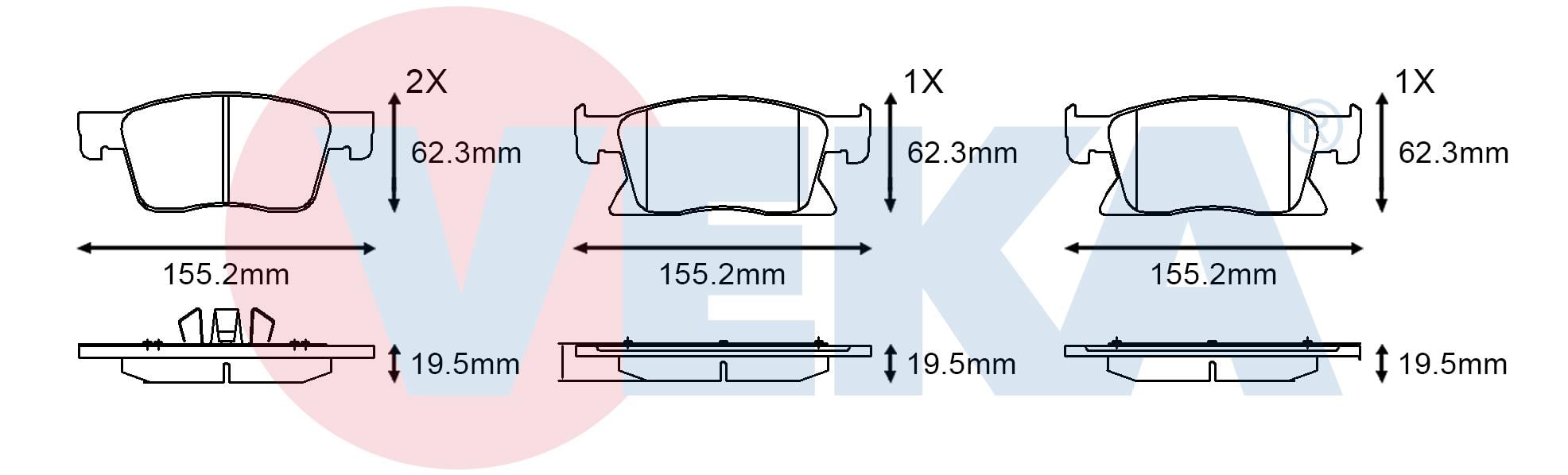 FREN BALATASI IKAZLI ON OPEL ASTRA K 1.6 CDTI 16 JANT 19.50MM 2015-